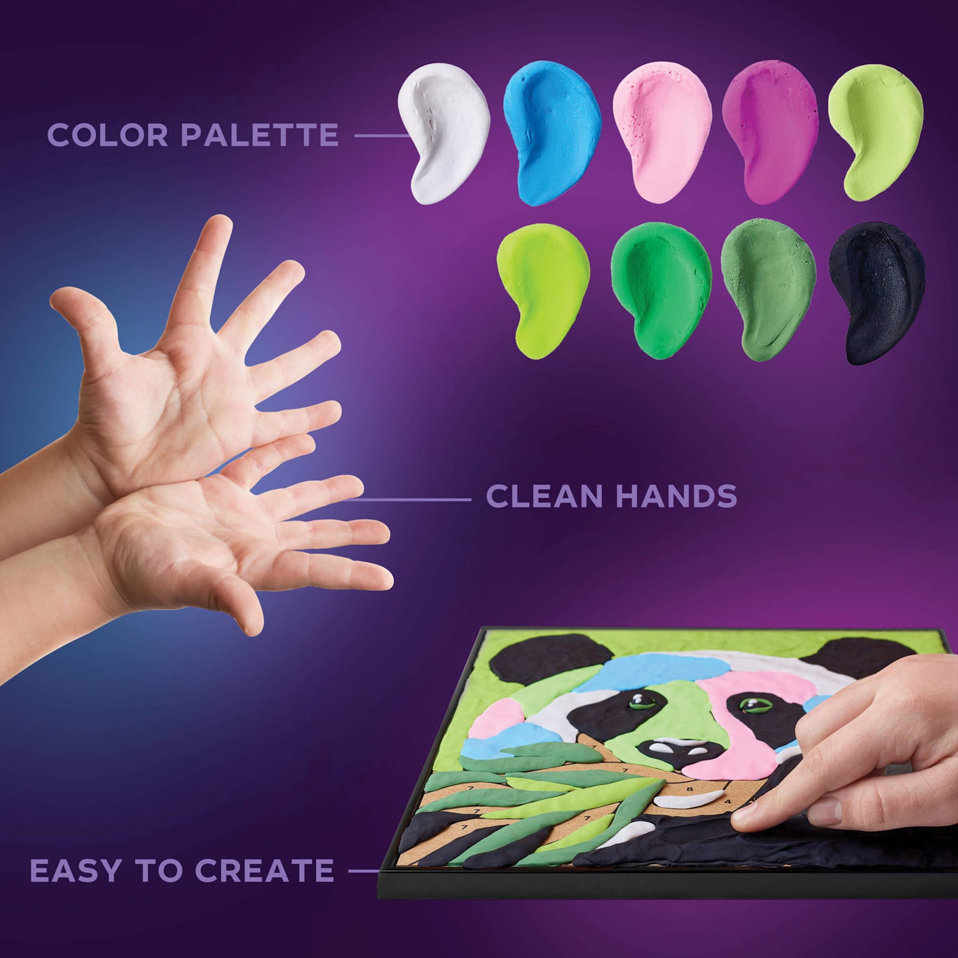 Okto Sensory Art Clay Color By Number Kit - Panda - features