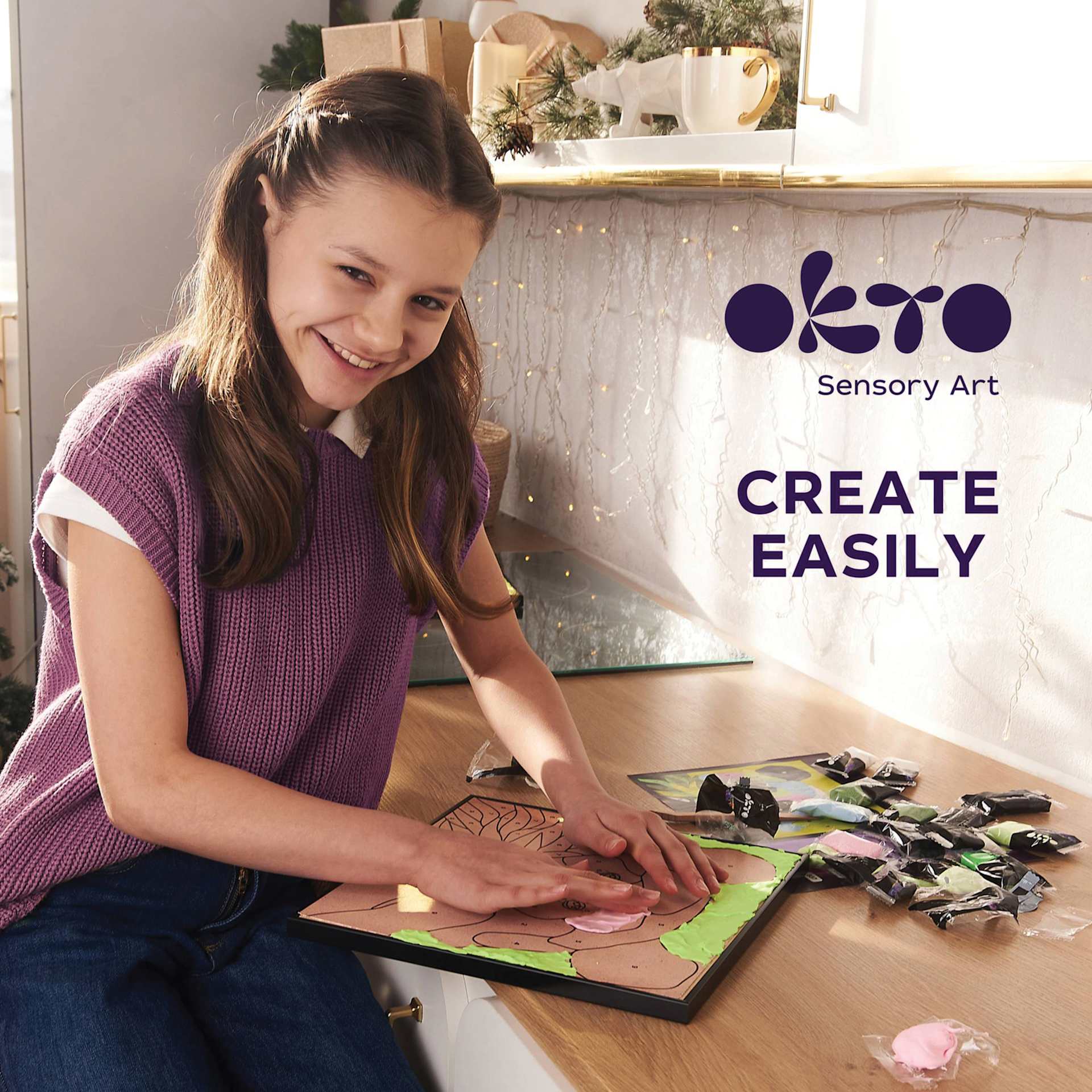 Okto Sensory Art Clay Color By Number Kit - Panda - create easily