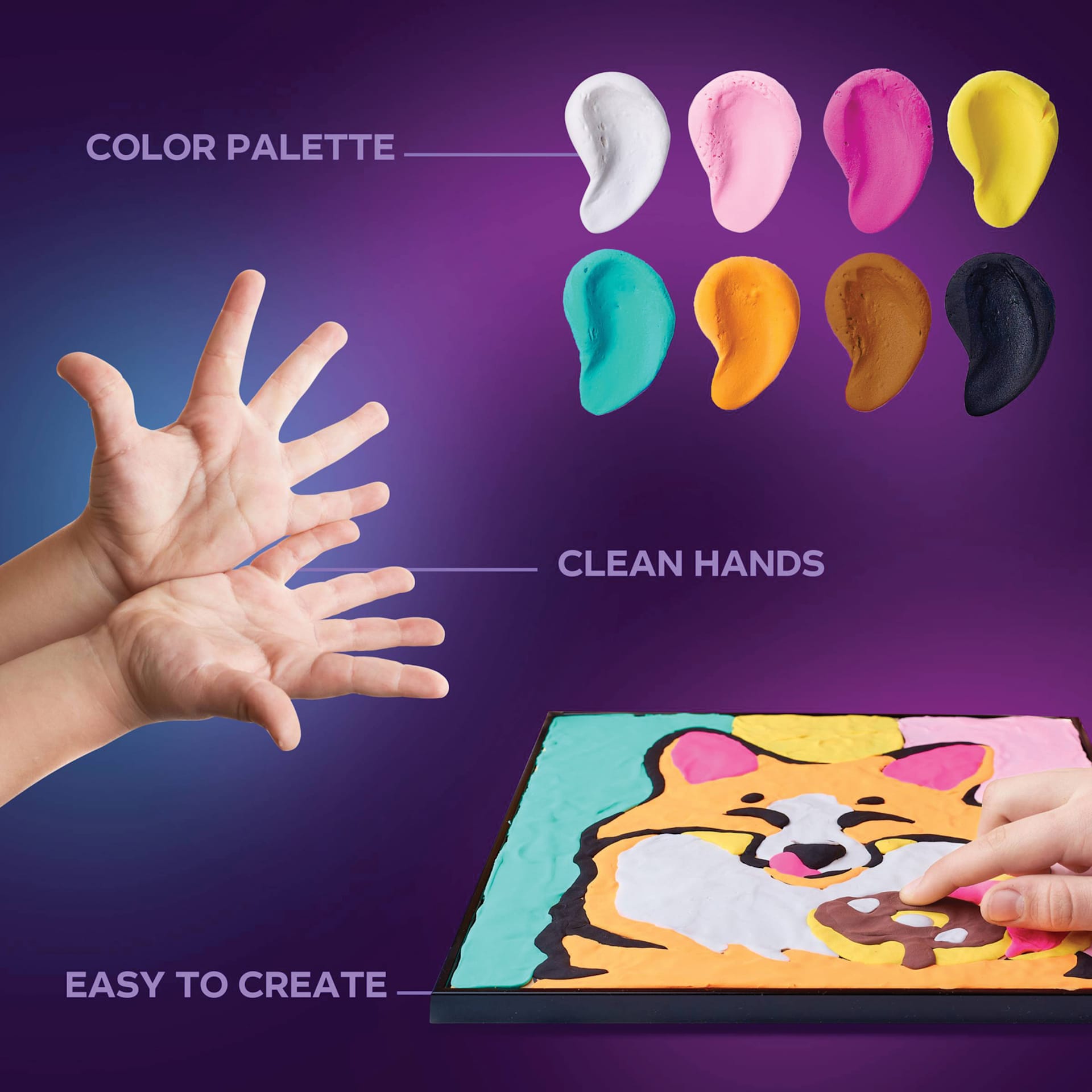 Okto Sensory Art Clay Color By Number Kit - Fox - features
