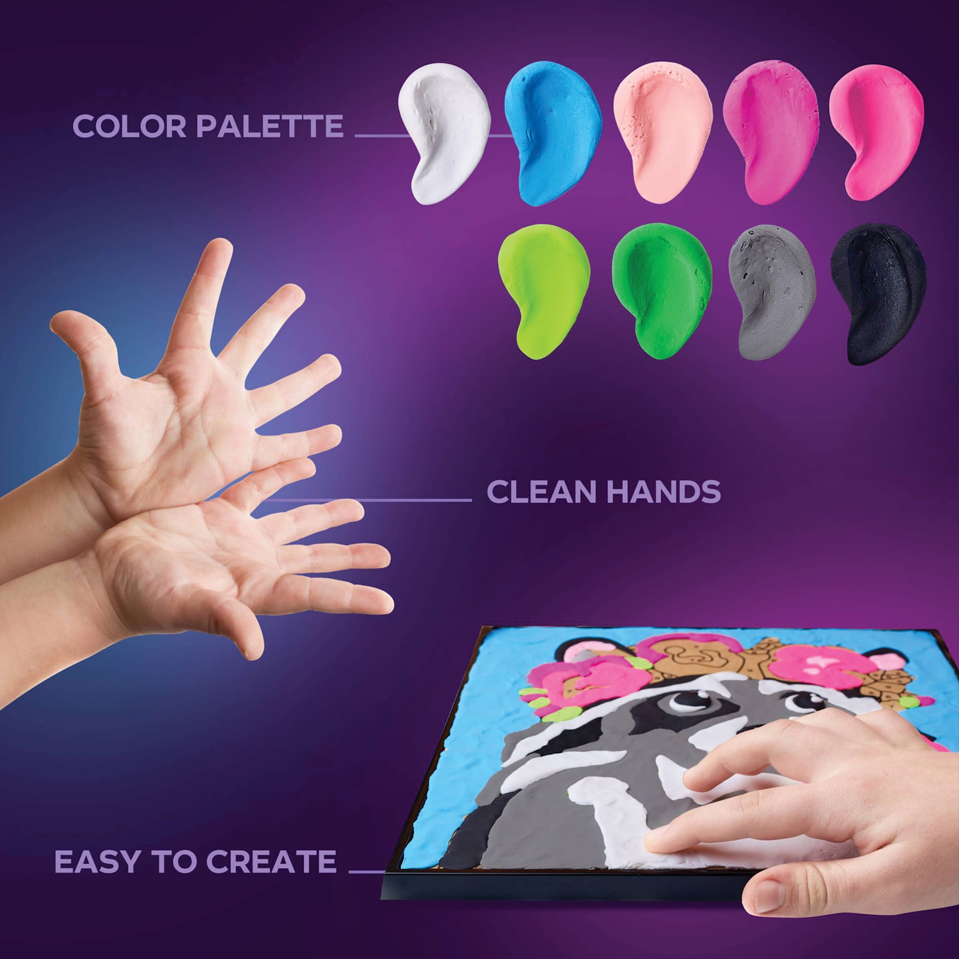 Okto Sensory Art Clay Color By Number Kit - Raccoon - features
