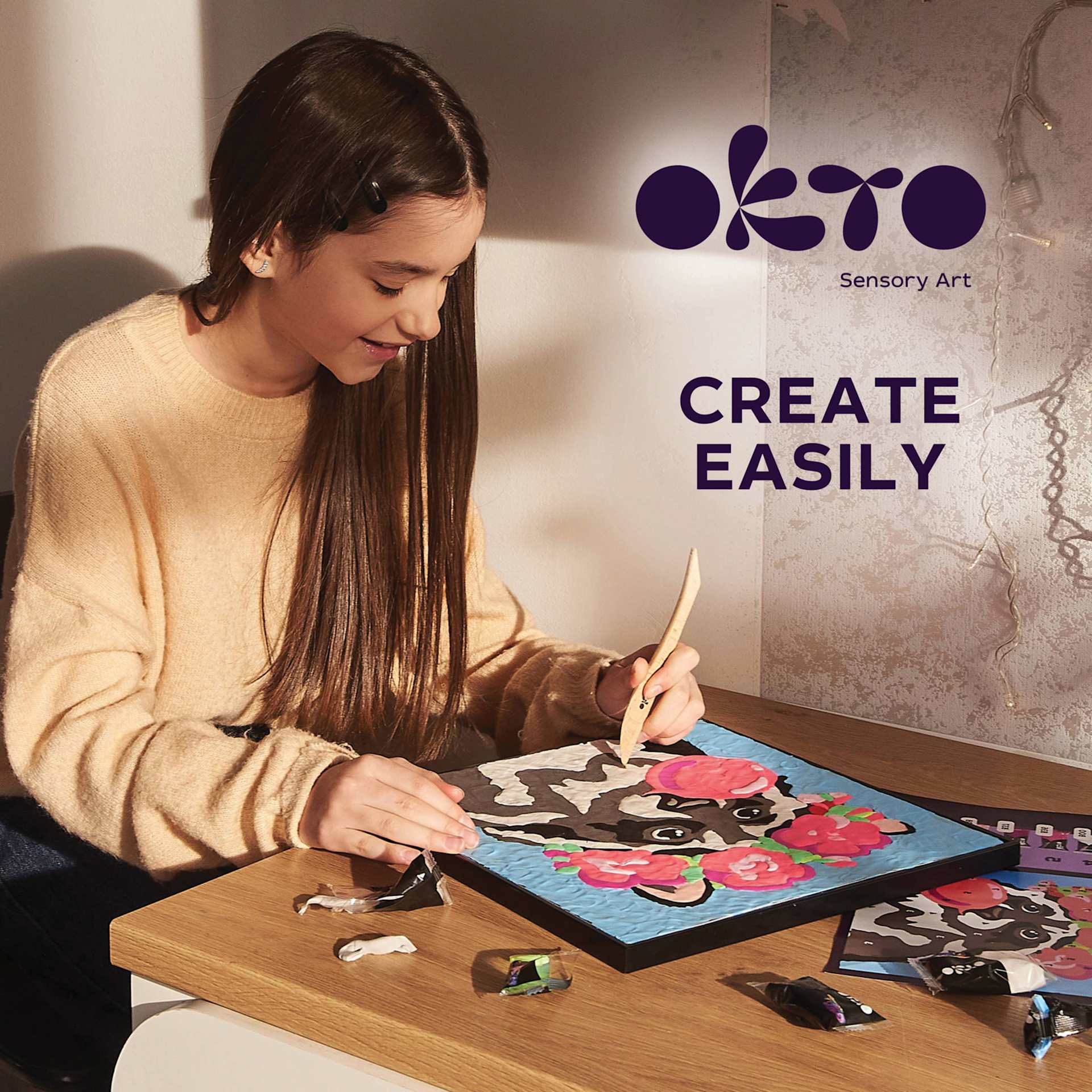 Okto Sensory Art Clay Color By Number Kit - Raccoon - in progress