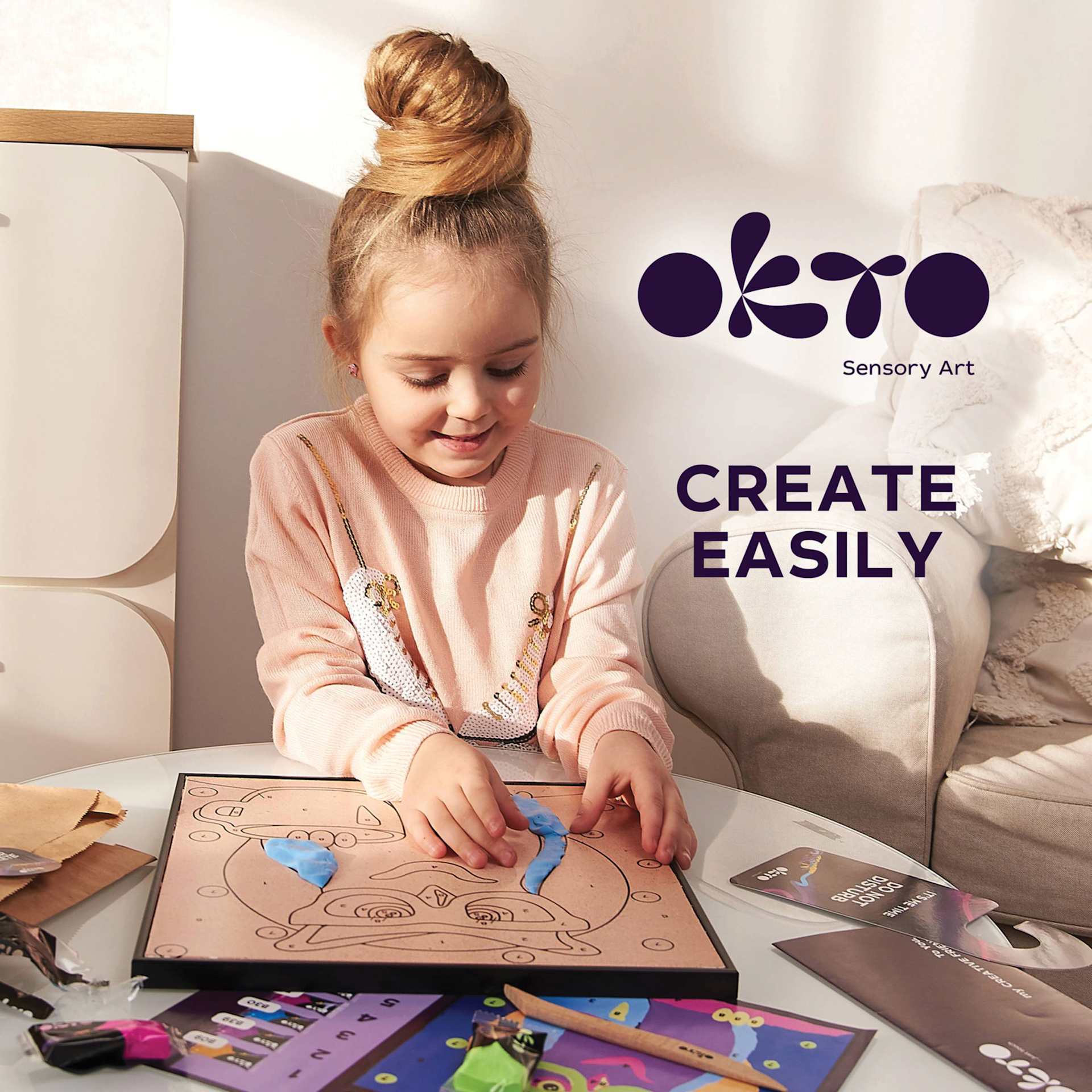 Okto Sensory Art Clay Color By Number Kit - Owl - create easily