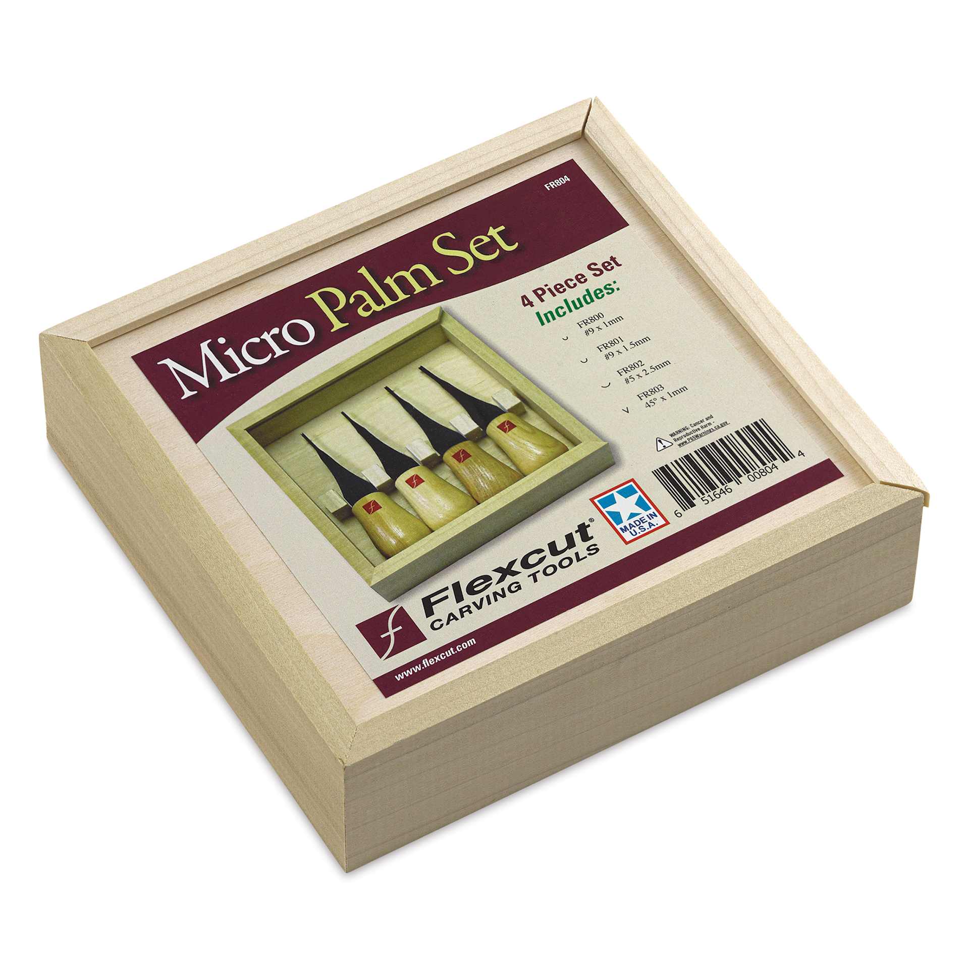 Flexcut Micro Palm-Sized Carving Tools - Set of 4 - packaging laying flat