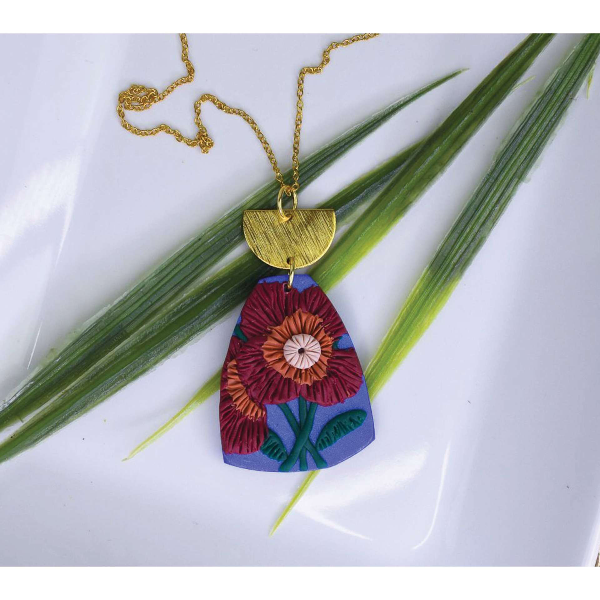 Sculpey Souffle - Cabernet, 1.7 oz Bar finished necklace pendant example