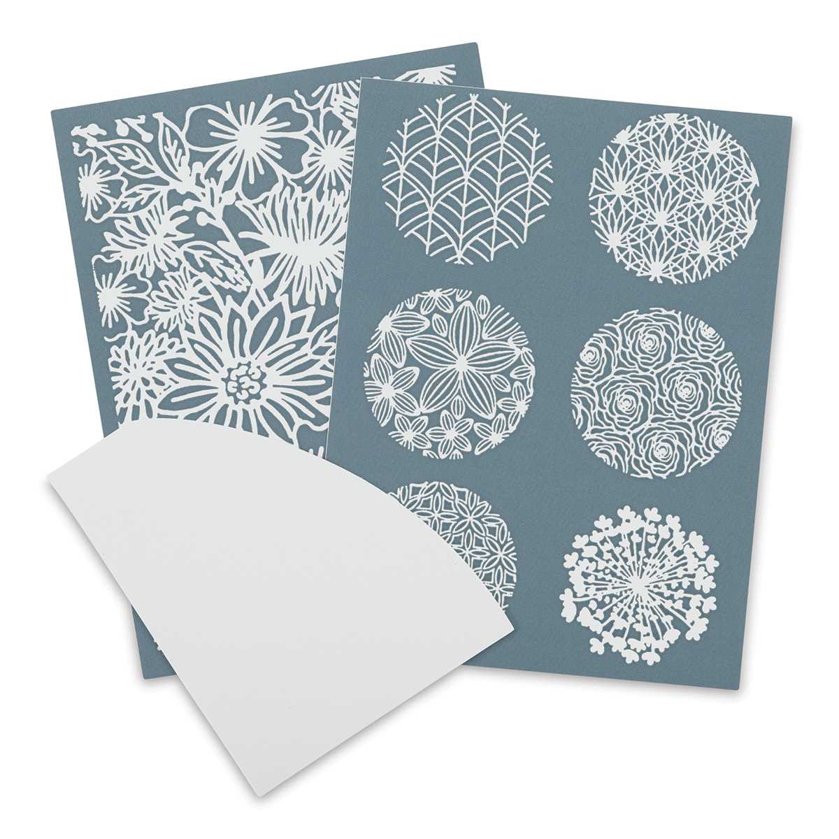Sculpey Silk Screen - Floral screens shown with included Squeegee
