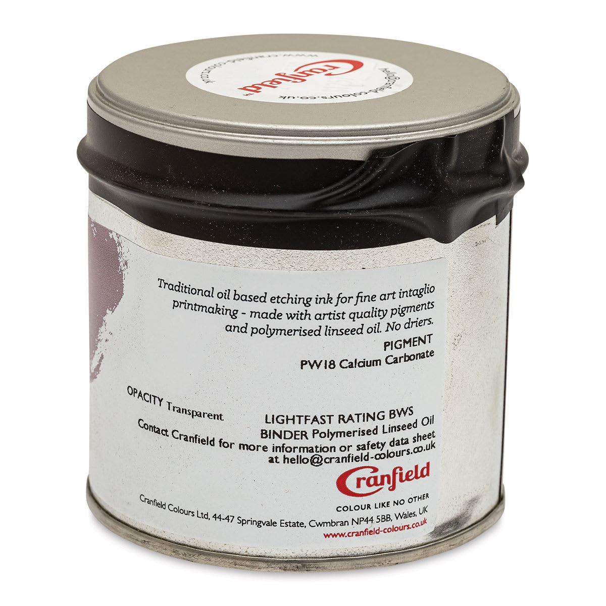Cranfield Traditional Etching Ink Extender - Transparent, 250 g (back of jar)