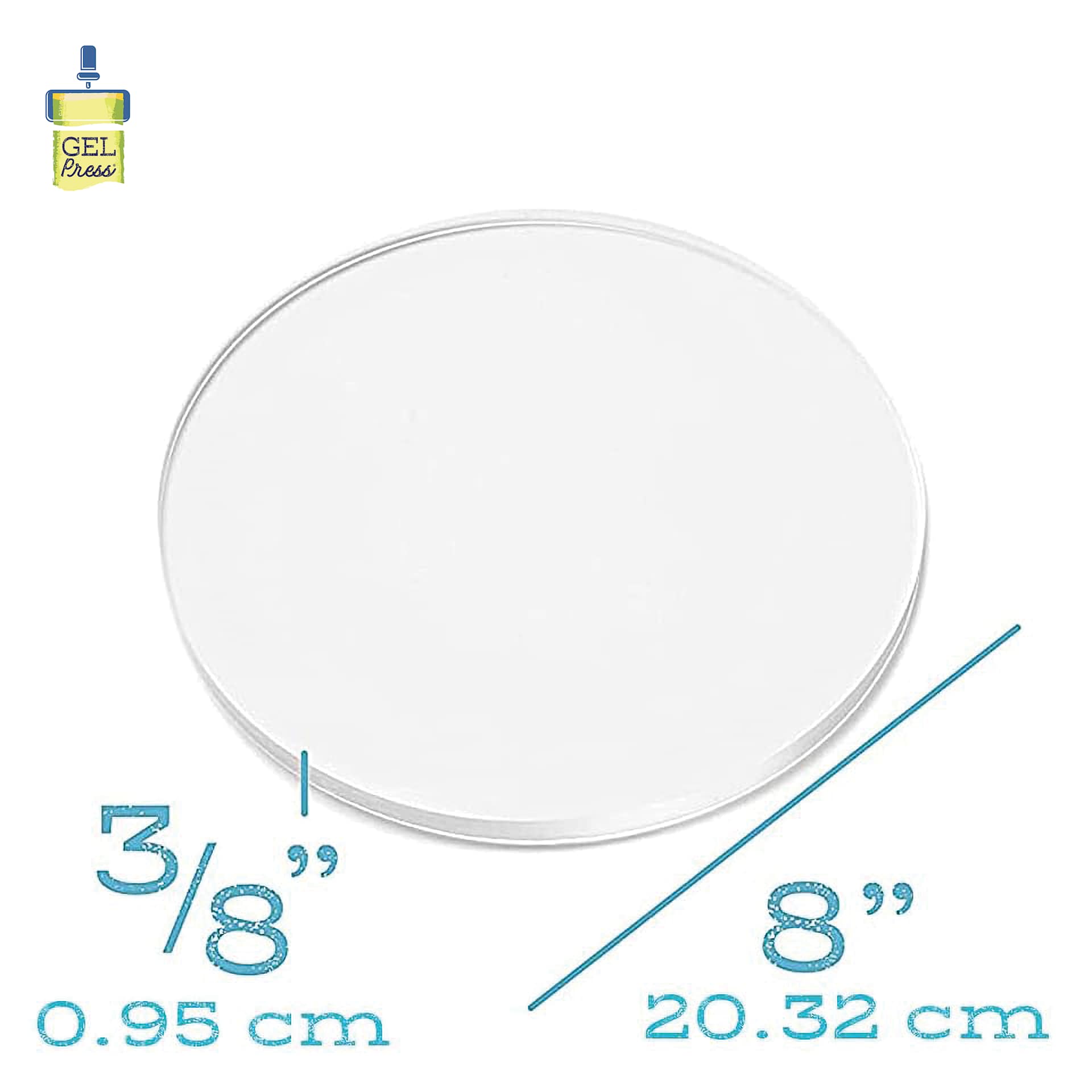 Gel Press Printing Plate - Circle, 8" Diameter dimensions