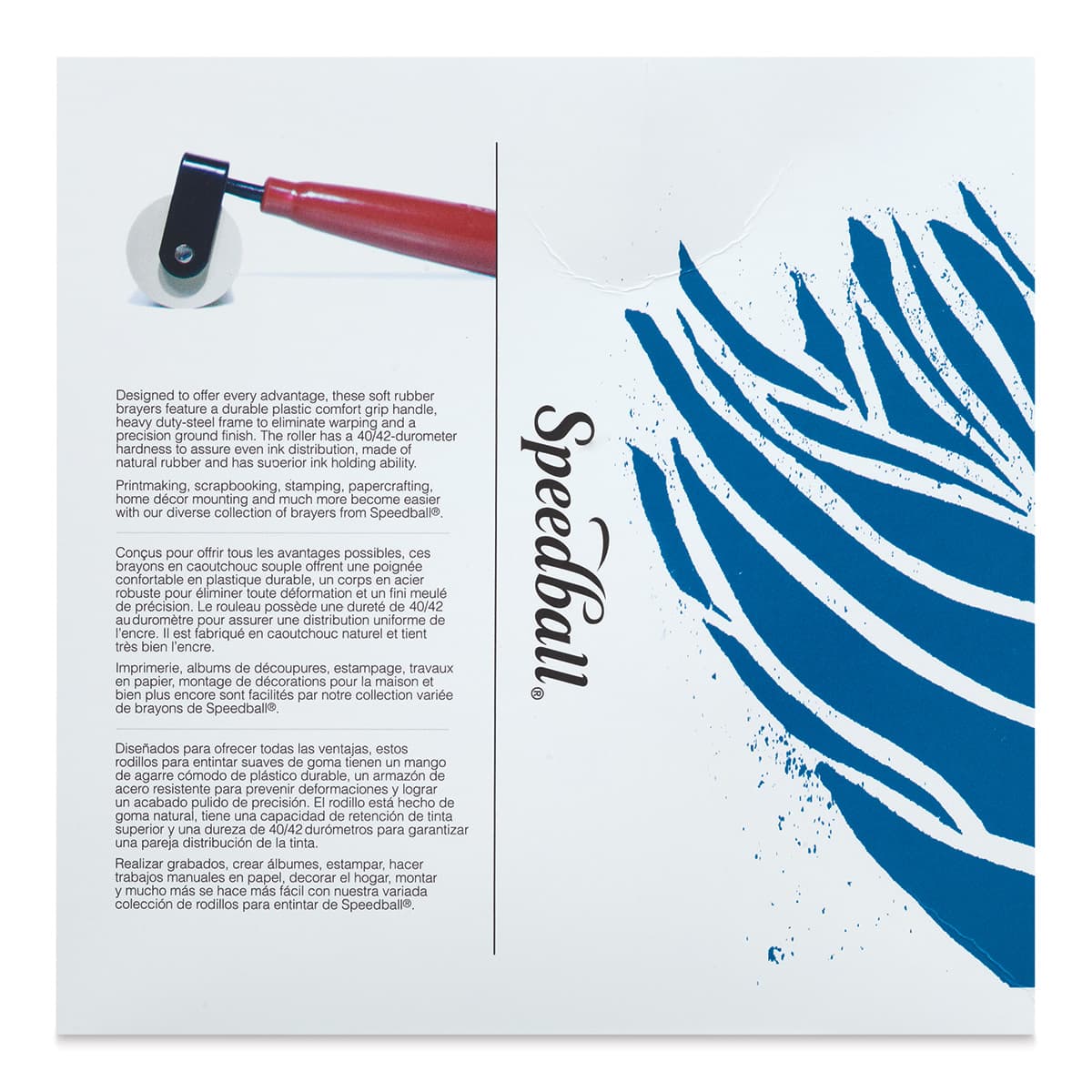 Speedball Soft Rubber Brayer - 6'' (Back of packaging)