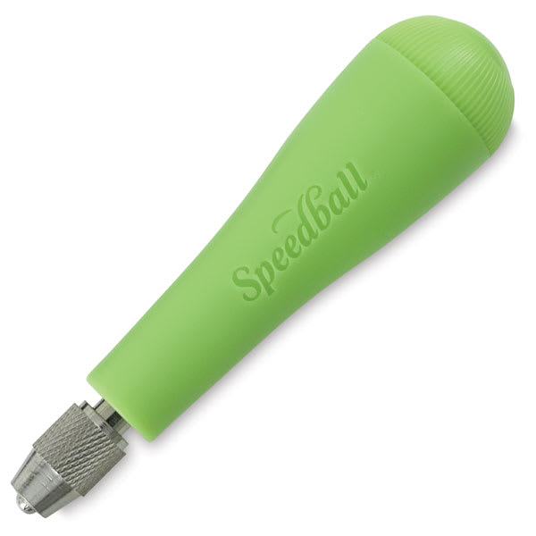 Speedball Linoleum Cutters - Angled Green Cutter handle showing adjustable chuck