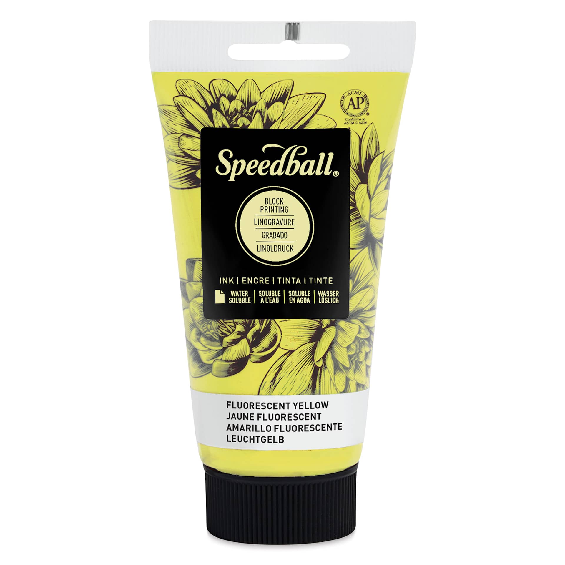 Speedball Water-Soluble Block Printing Ink - Fluorescent Yellow, 2.5 oz