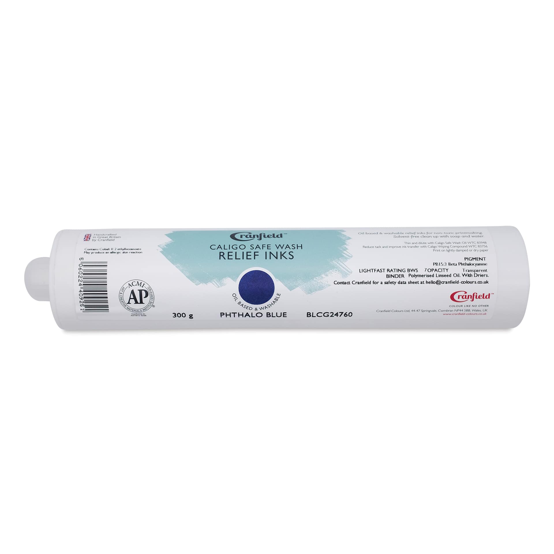 Cranfield Caligo Safe Wash Relief Ink Cartridge - Phthalo Blue, 300 g
