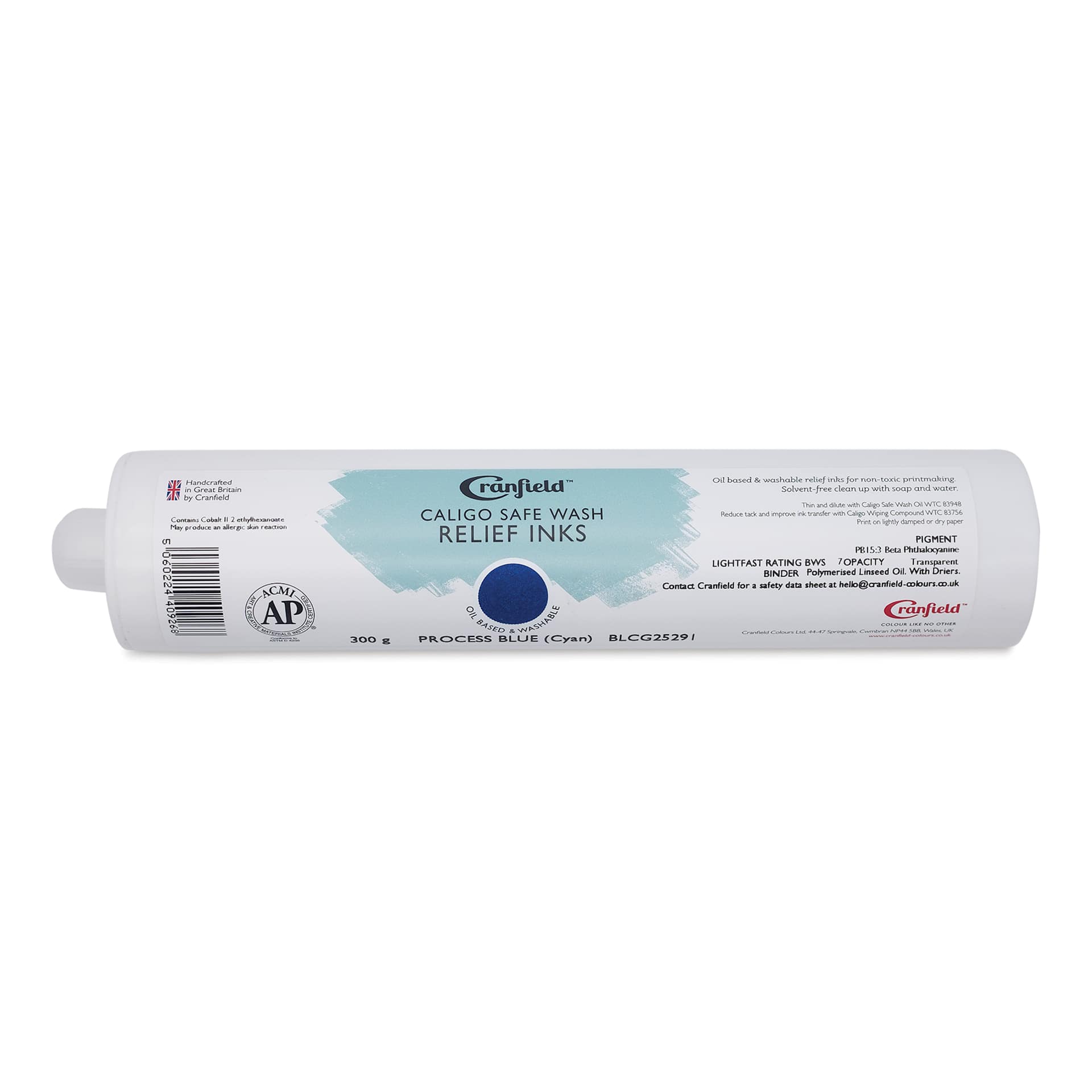Cranfield Caligo Safe Wash Relief Ink Cartridge - Process Blue (Cyan), 300 g
