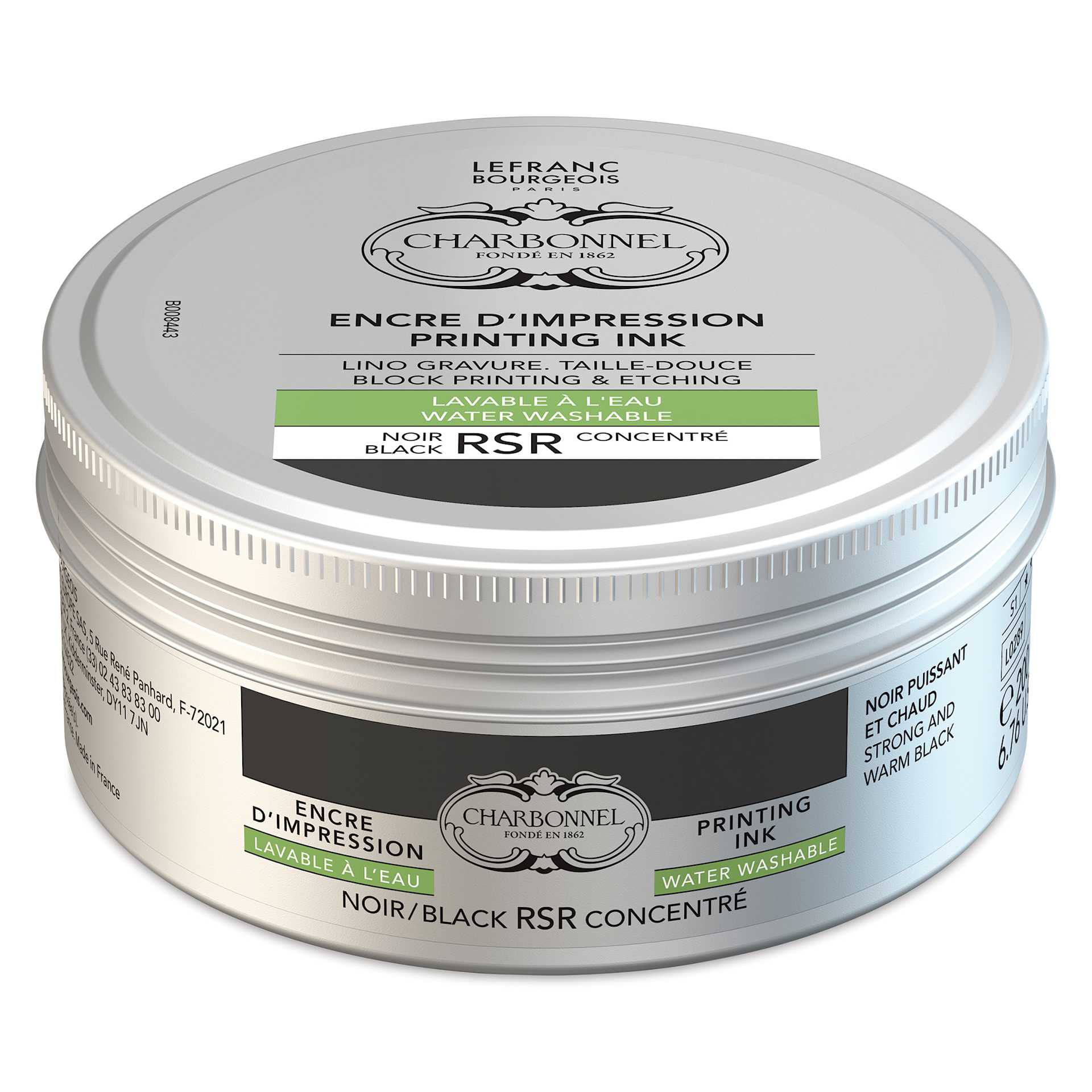 Charbonnel Water Washable Printing Ink - Black RSR, 200 ml