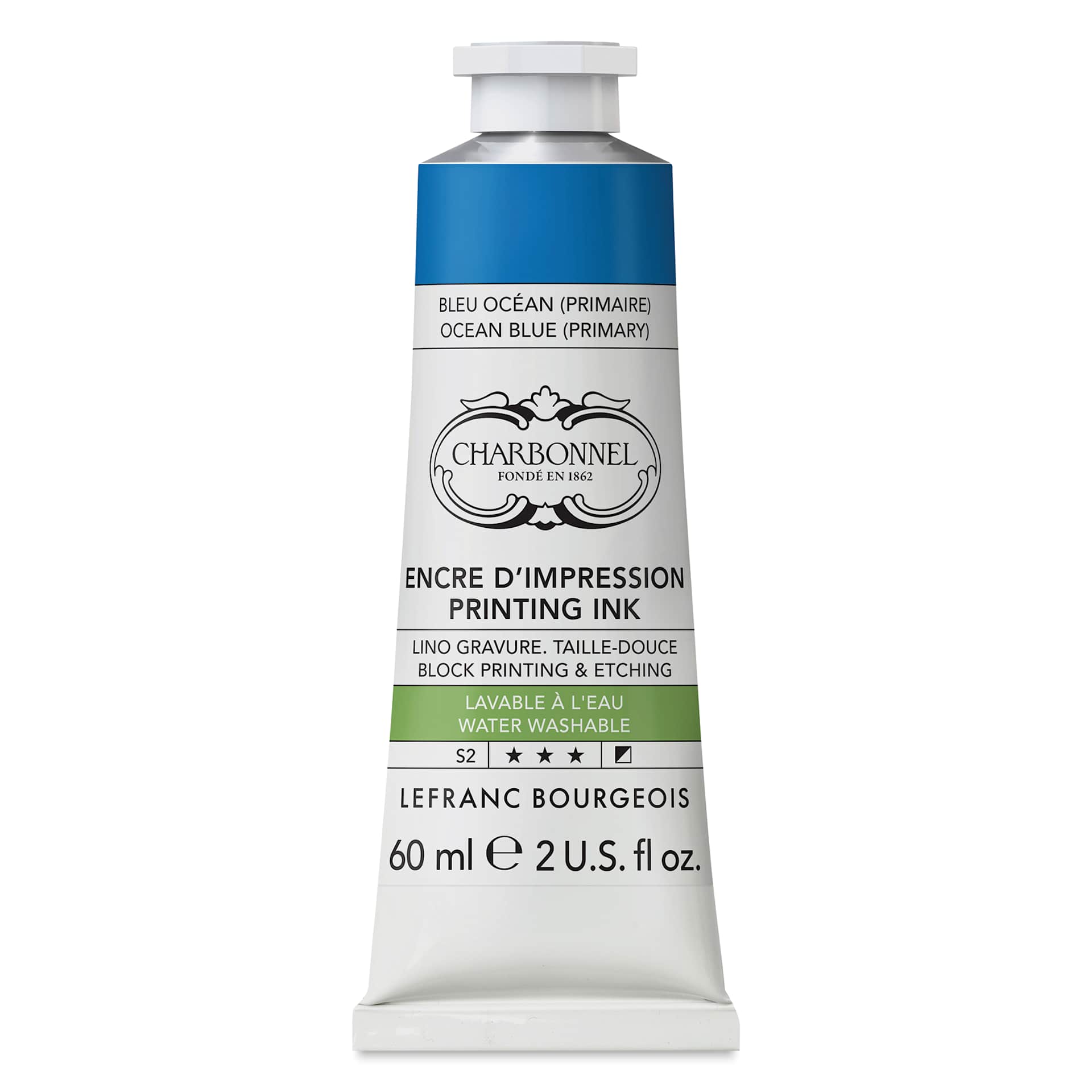 Charbonnel Water Washable Printing Ink - Ocean Blue, 60 ml