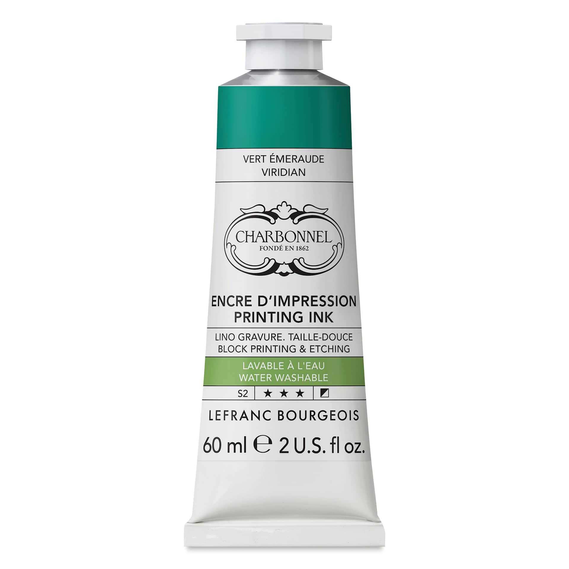 Charbonnel Water Washable Printing Ink - Viridian, 60 ml