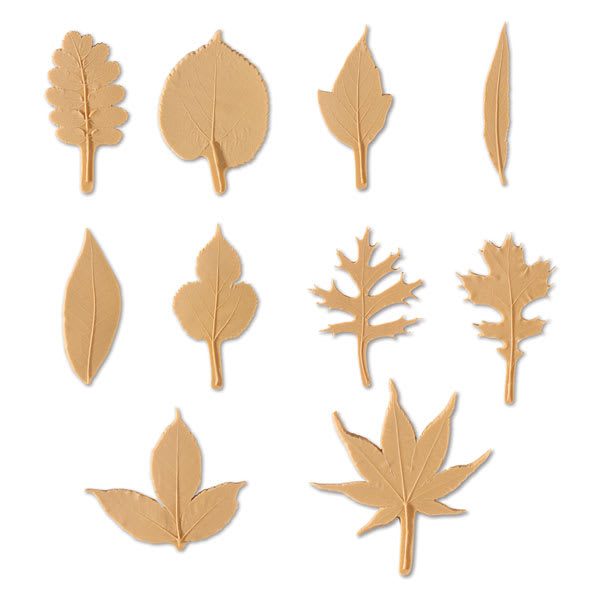 Leaf Print Set - 10 rubber leaf prints shown in rows