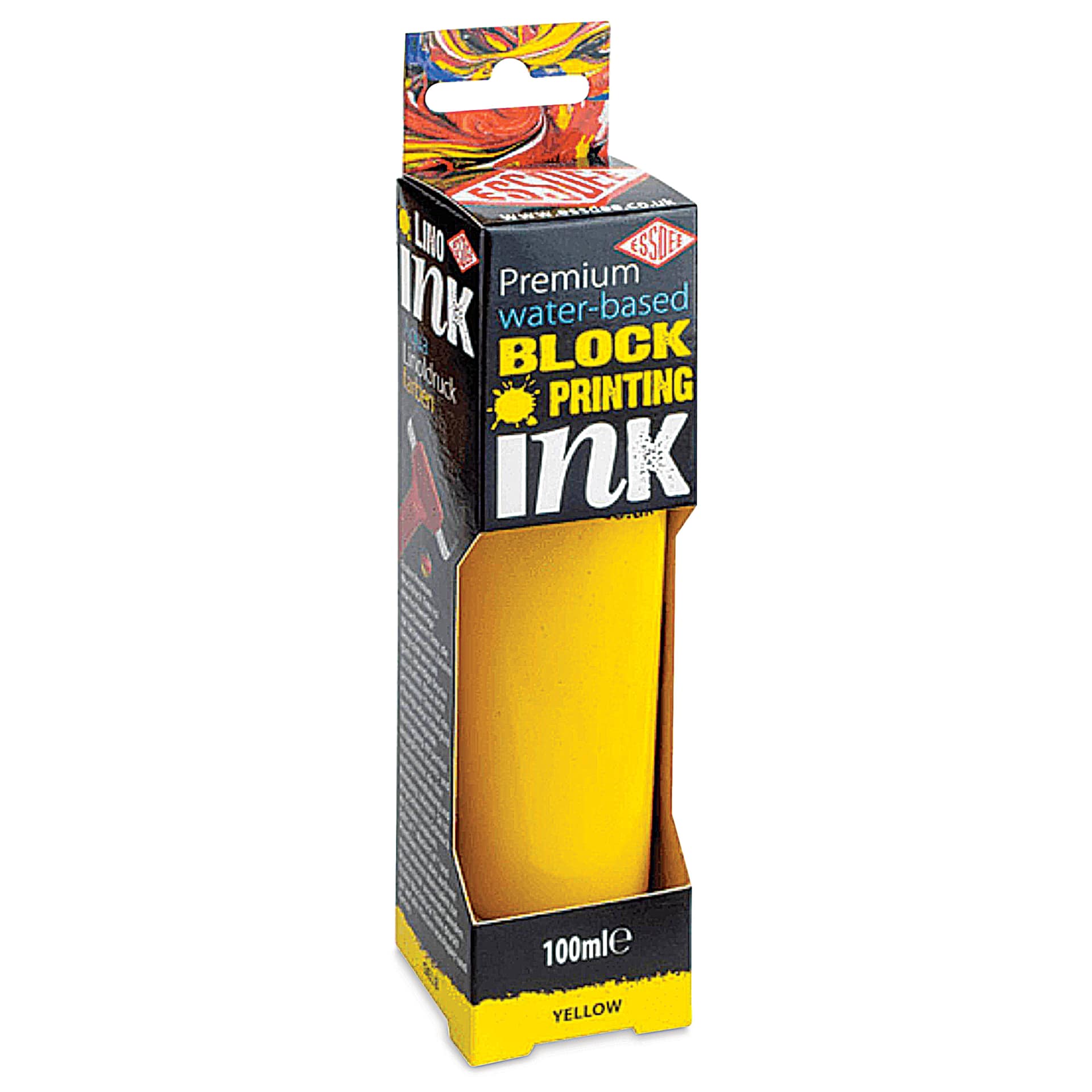 Essdee Premium Water-Based Block Printing Inks - Brilliant Yellow, 100 ml Tube - front of packaging