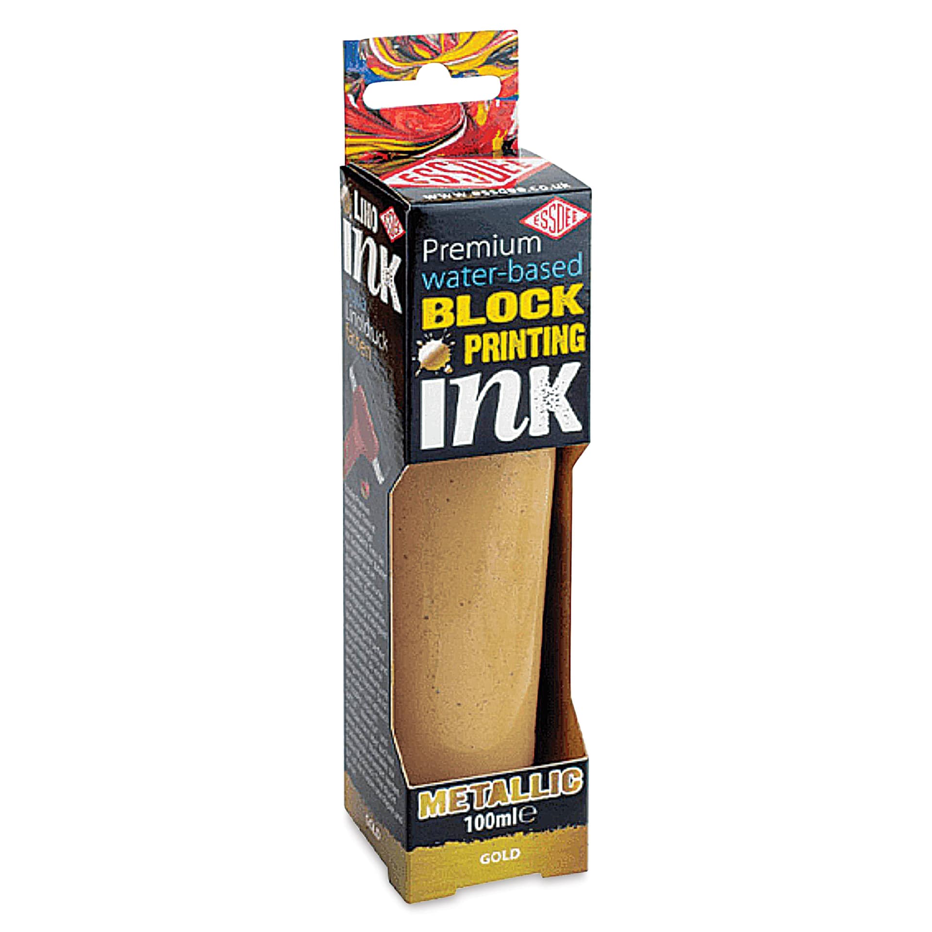 Essdee Premium Water-Based Block Printing Inks - Metallic Gold, 100 ml Tube (In package)