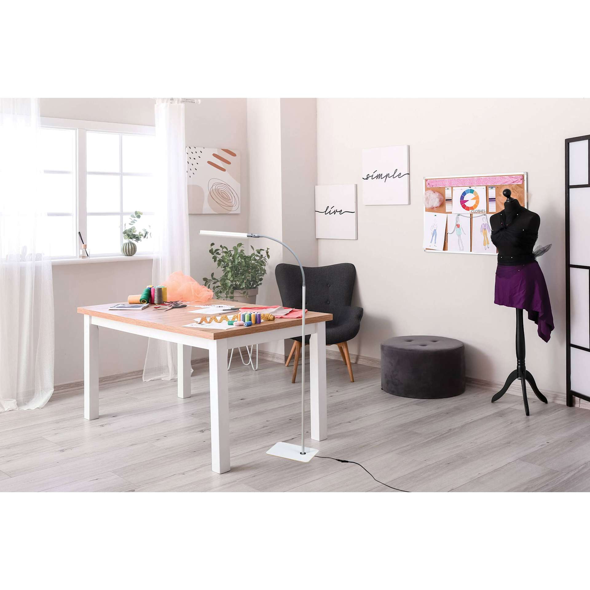 Daylight UnoPro Floor Lamp - next to crafting table
