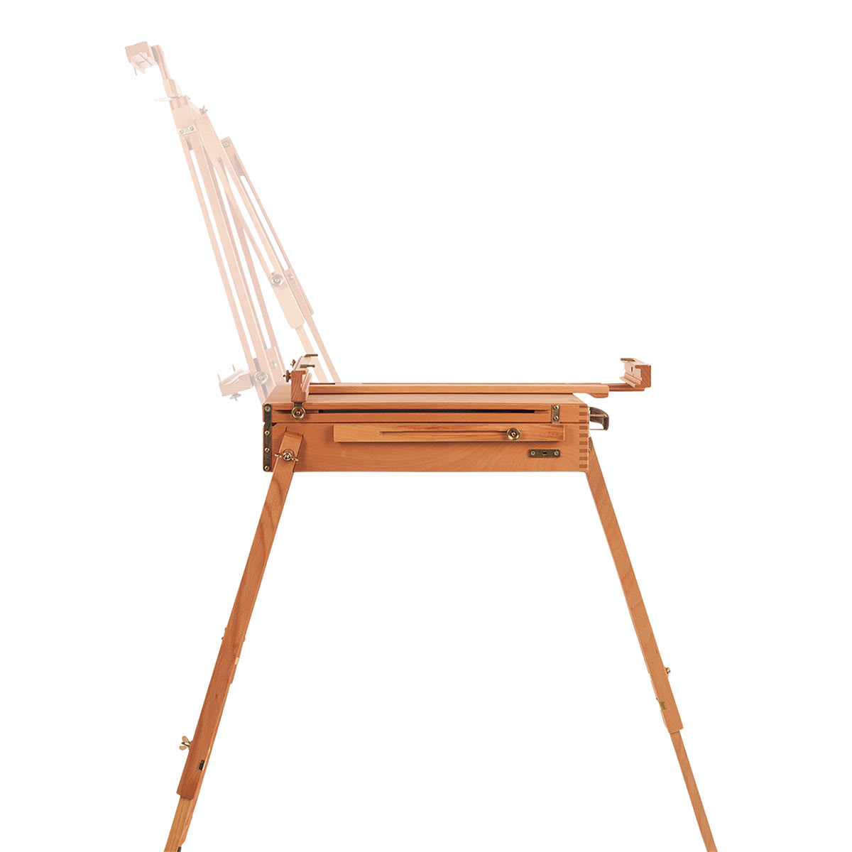 Mabef Sketchbox Easel - Motion shot of side view of easel showing mast range