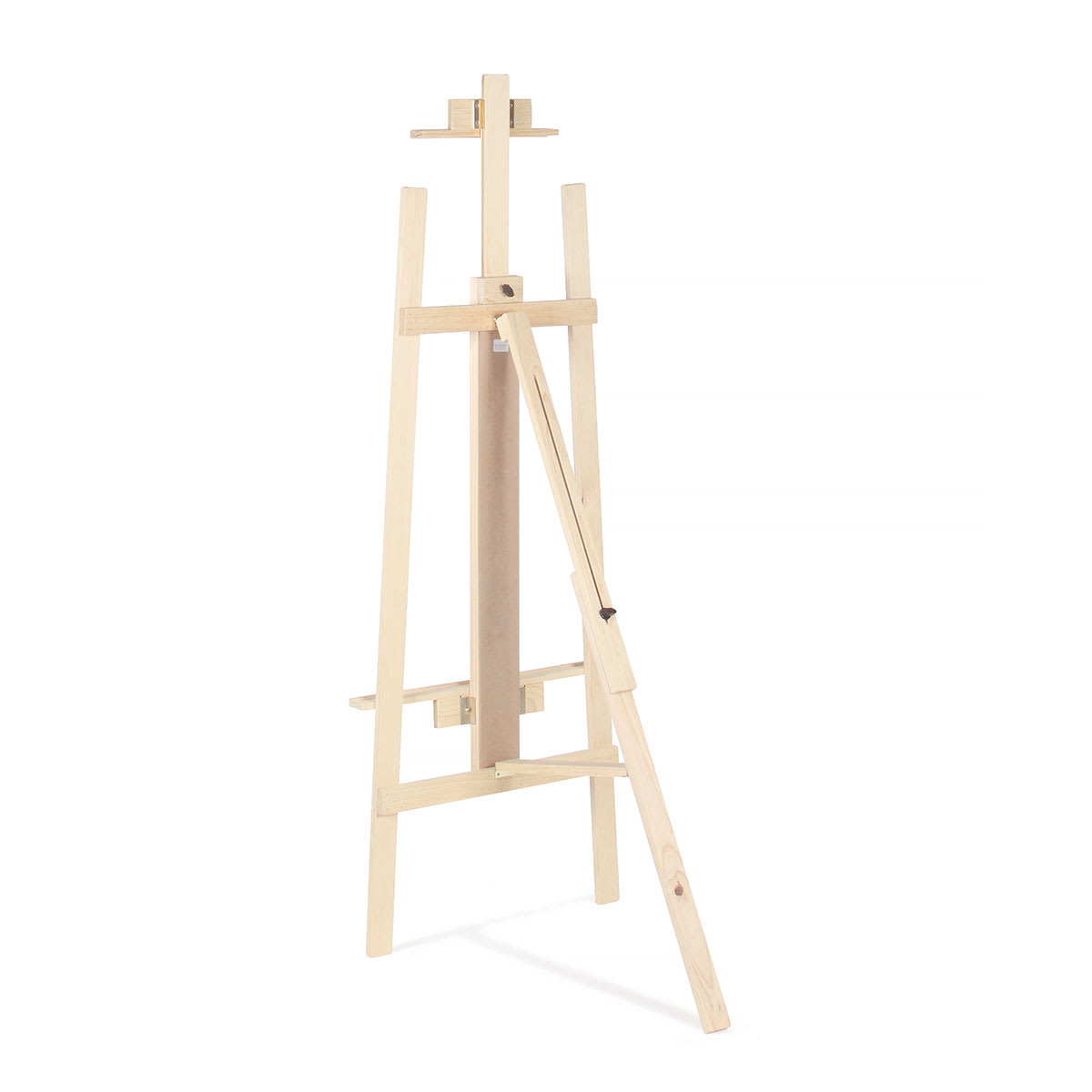 Adjustable Pine Lyre Easel - Back view of easel showing adjustable leg
