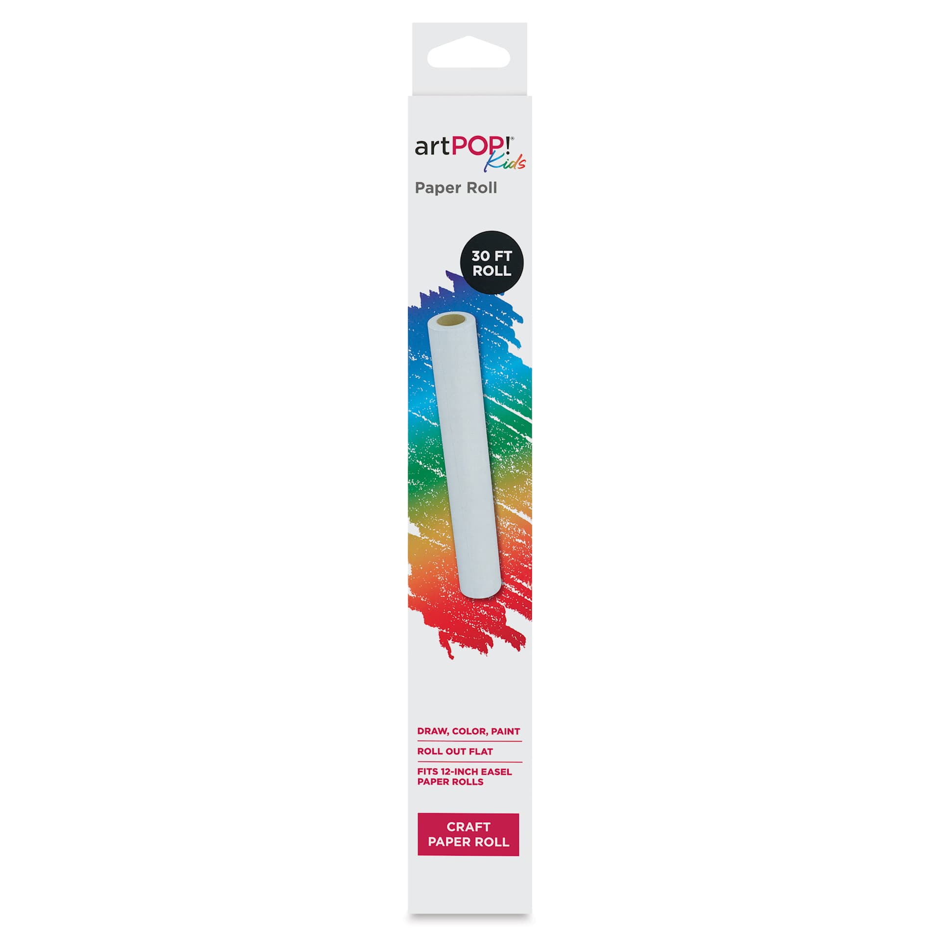 artPOP! Kids Craft Paper Roll - White, 12" x 30 ft, front of packaging