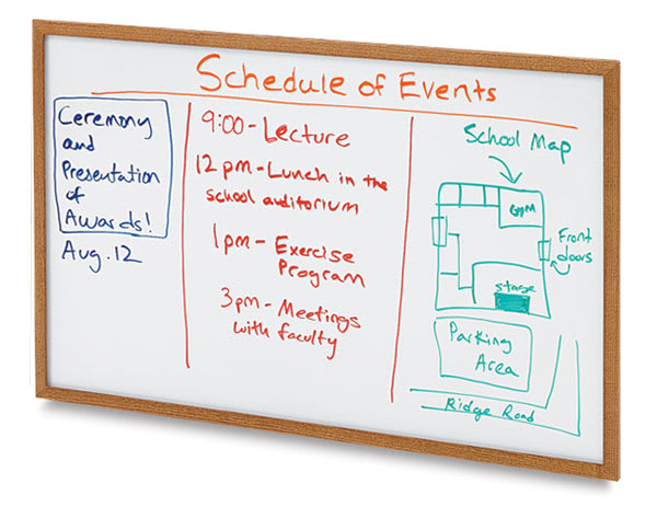 Oak Frame Dry Erase Markerboard