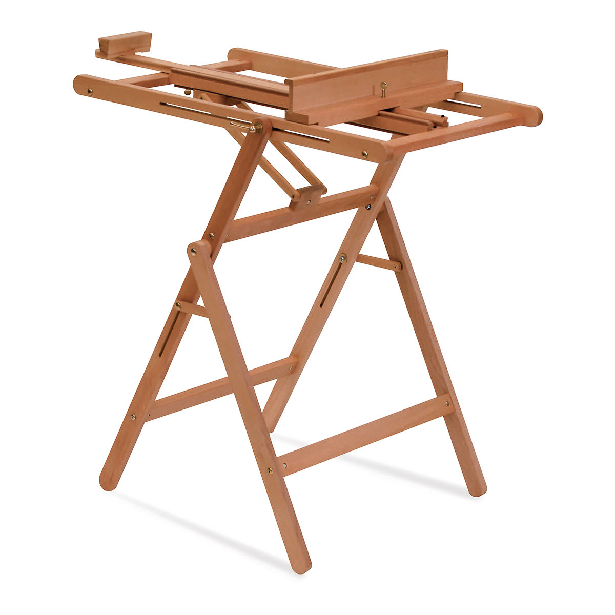 Mabef Watercolor/Oil Easel - Angled view with Easel tilted horizontally for watercolor work