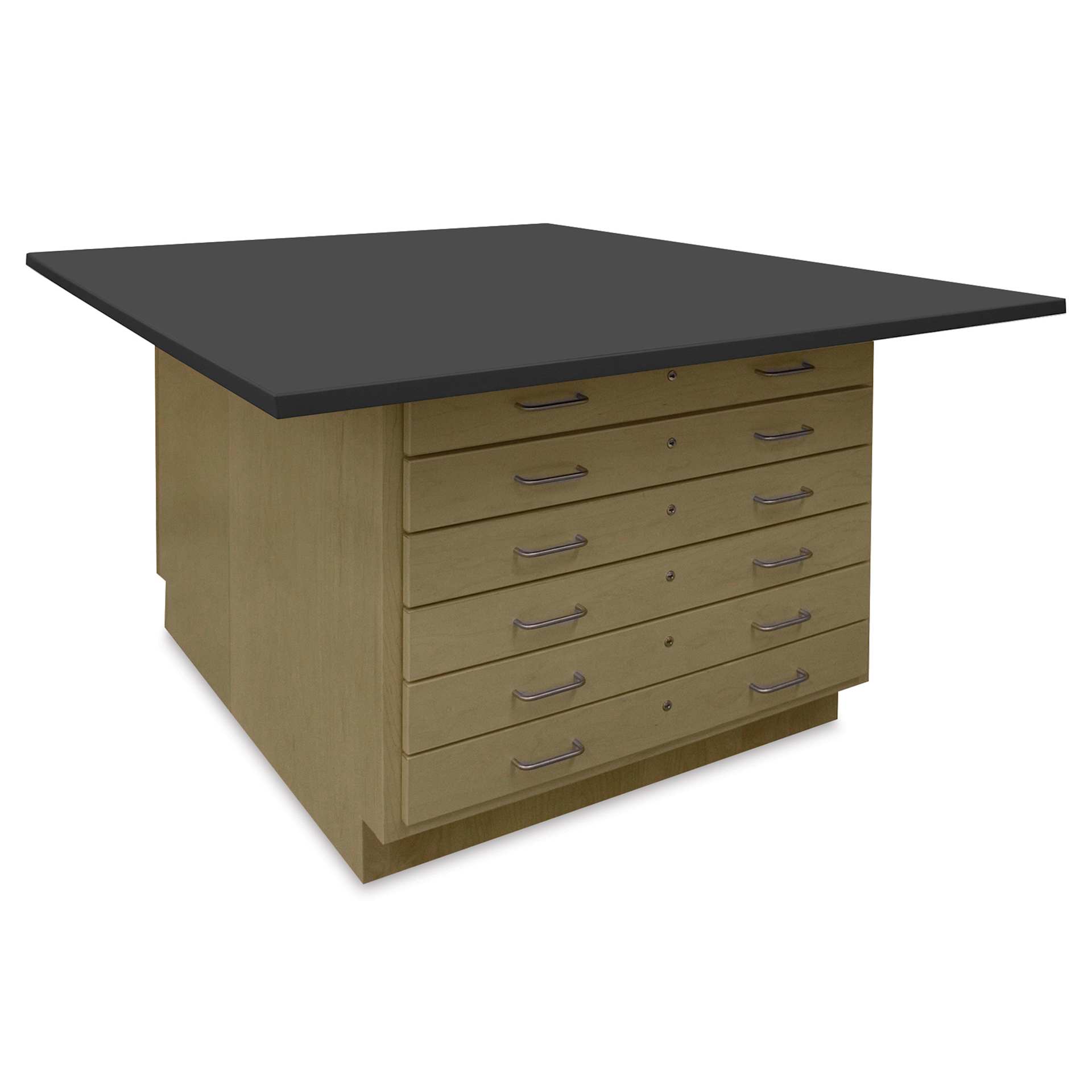 Hann Art and Printmaking Workstation - Black Laminate Top, 2-Door, six drawer side of the cabinet