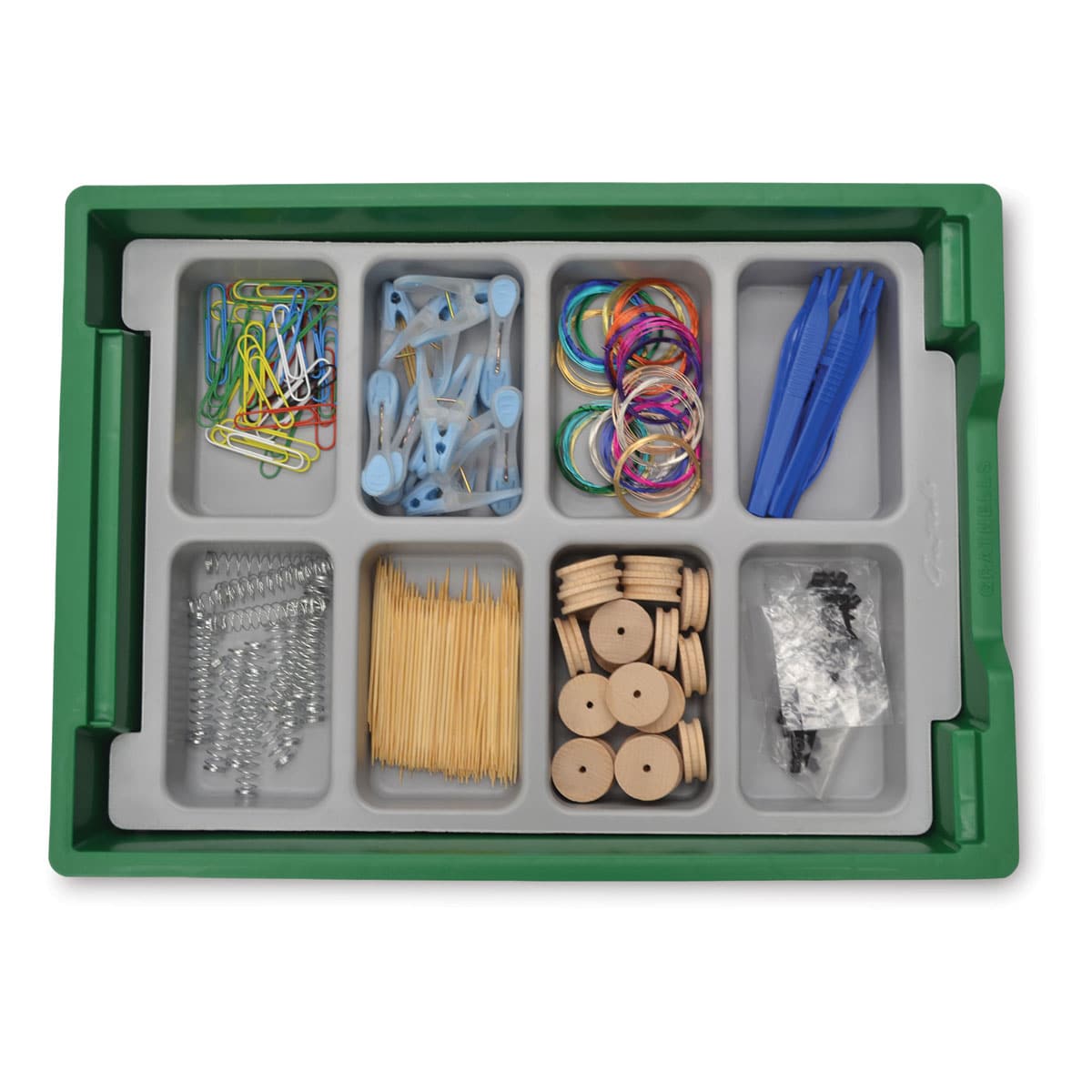Gratnells Trays and Accessories - Shallow Trays F1, Pkg of 8, Grass Green - holding miscellaneous items (not included)