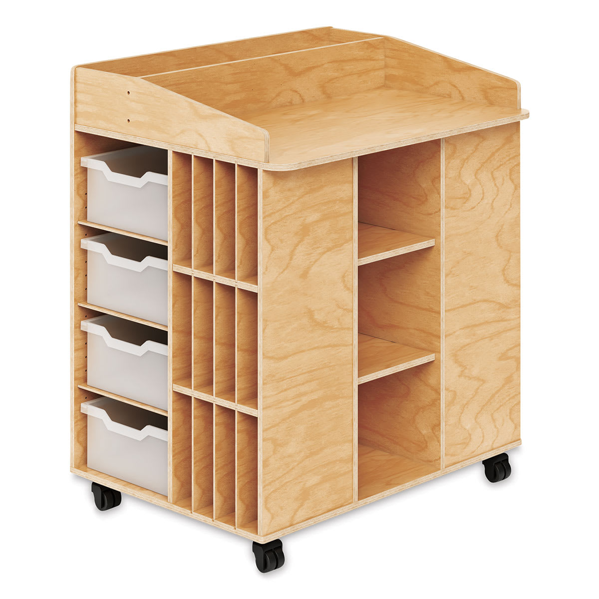 Whitney Brothers Classroom Mobile Communication Station - Side view showing Gratnell trays
