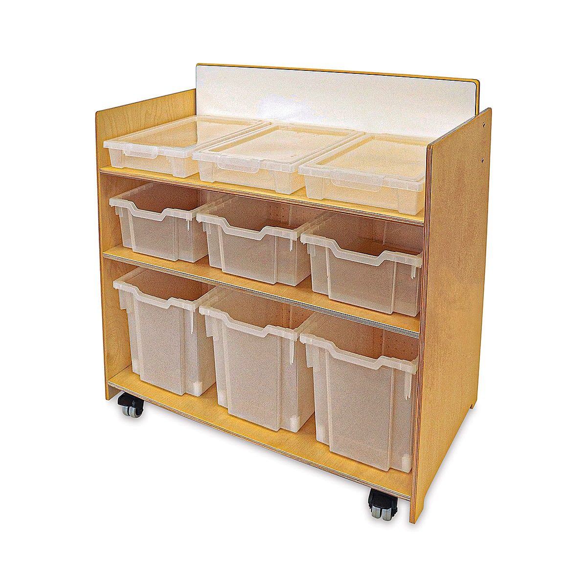 Whitney Brothers Storage STEM Cart - Right angle view with empty Gratnell trays