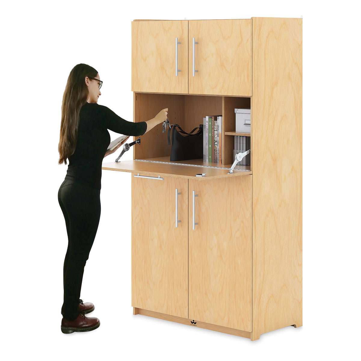 Whitney Brothers Teachers Workstation - Teacher storing purse in workstation area