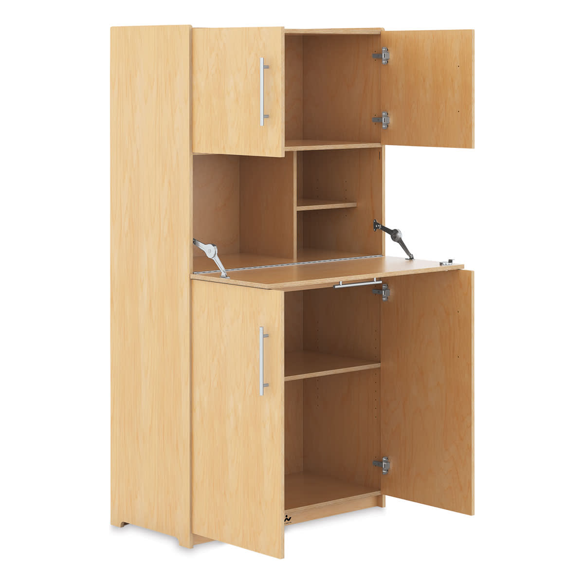 Whitney Brothers Teachers Workstation - Left angled view with all doors open