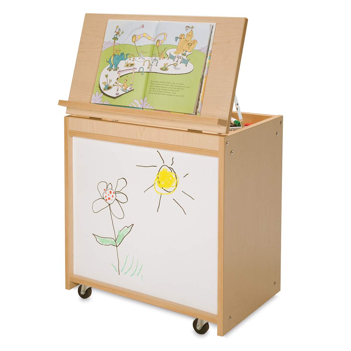 Big Book Display and Storage - Angled view showing whiteboard and Book Display Rack
