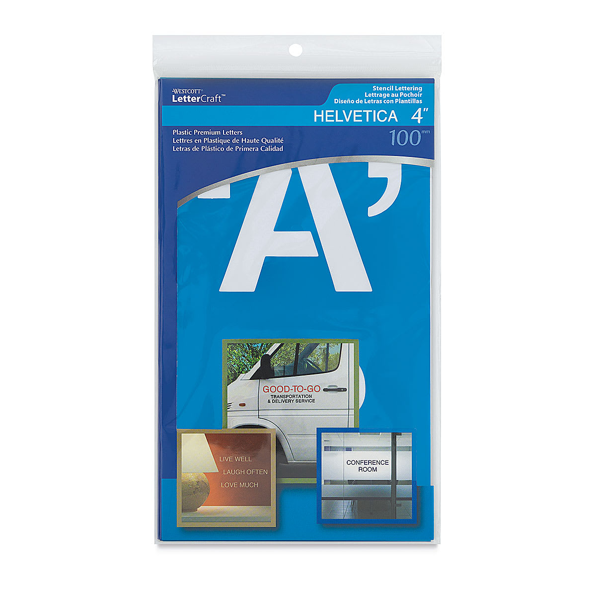 Westcott BetterLetter Plastic Letter Stencils - 4", Capital Only, Helvetica