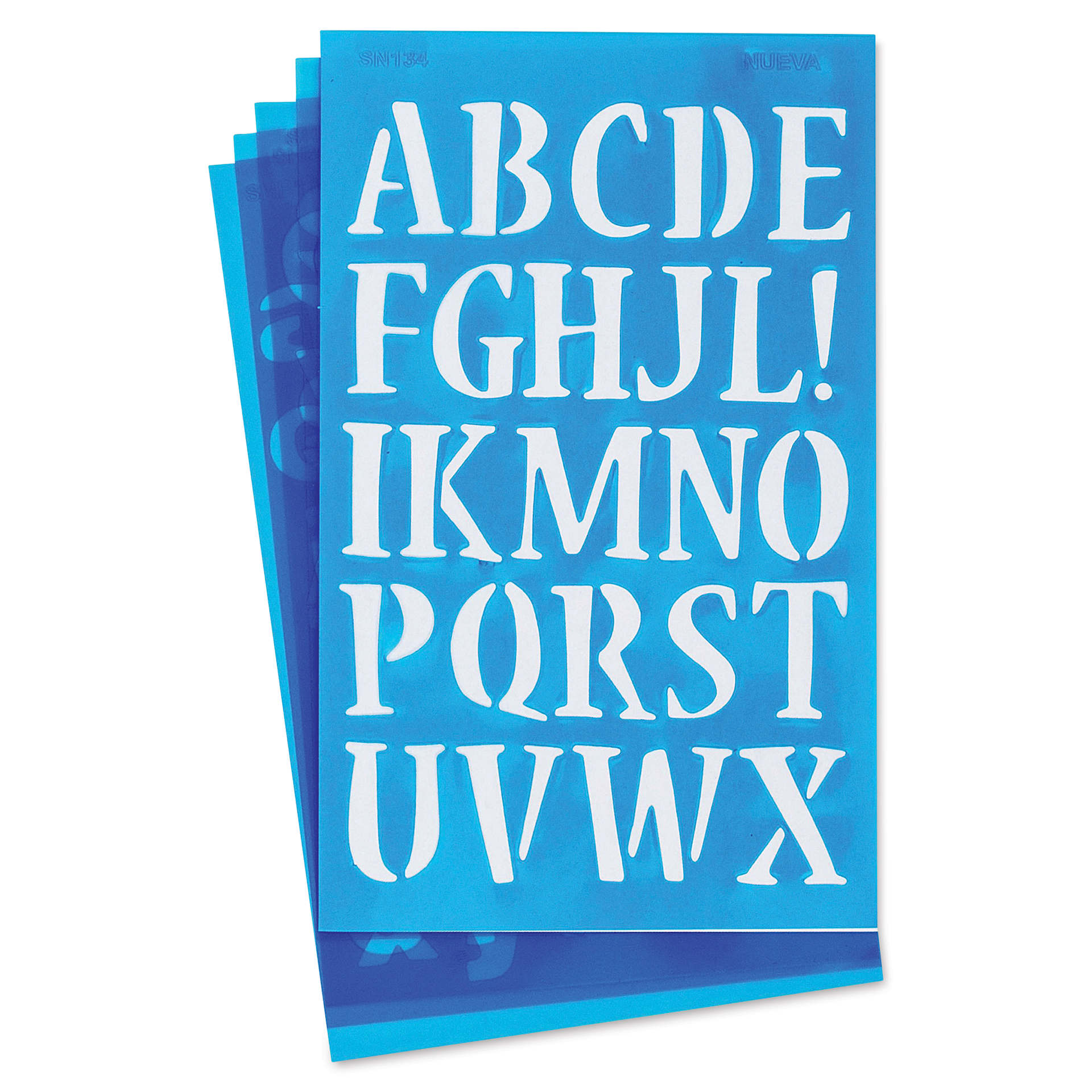 Westcott BetterLetter Plastic Letter Stencils - 3/4" & 1", Capital and Lower Case, Nueva (out of packaging)