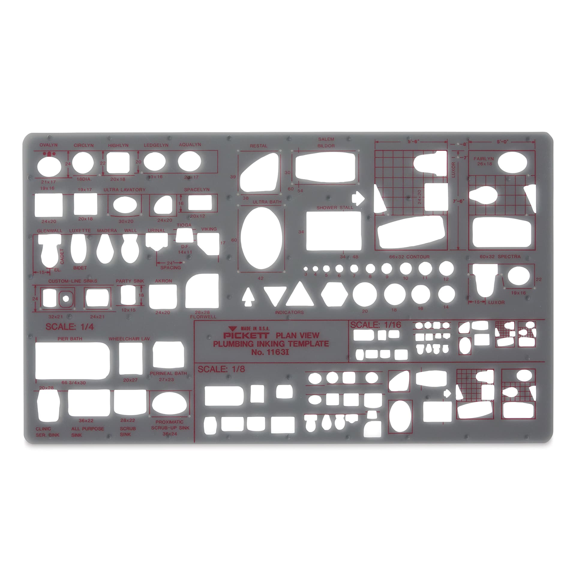 Chartpak Pickett Template - 1163i Plumbing Plan View