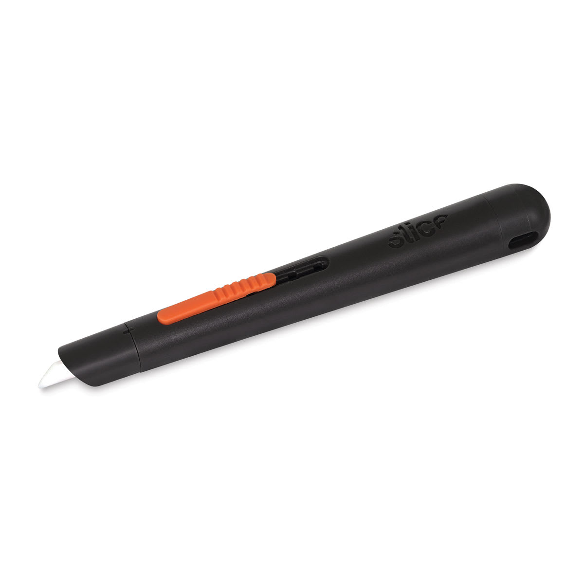 Slice Pen Cutter - Angled view of cutter with blade extended
