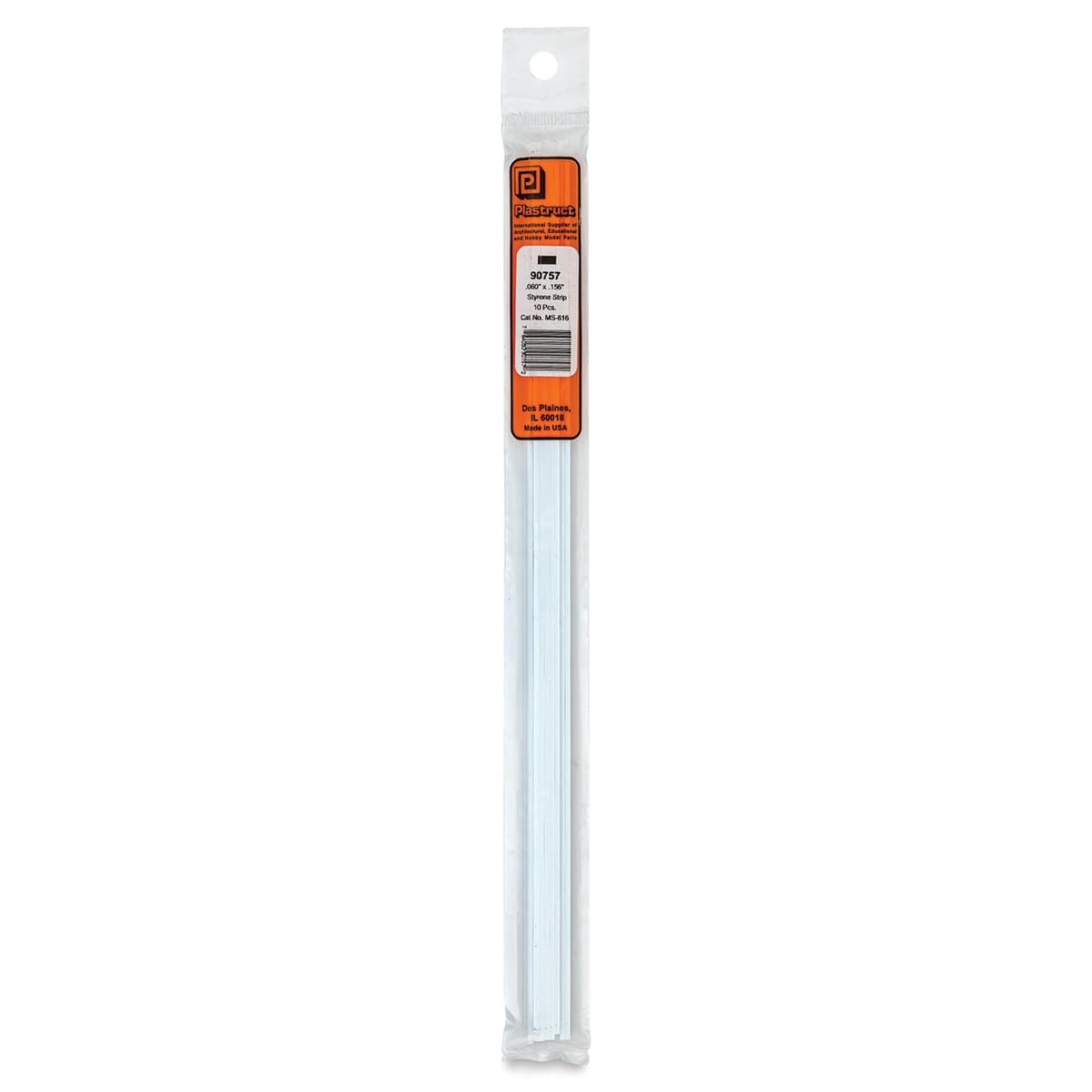 Plastruct Plastic Strip - Pkg of 10, 0.06" H × 0.156" W × 10" L