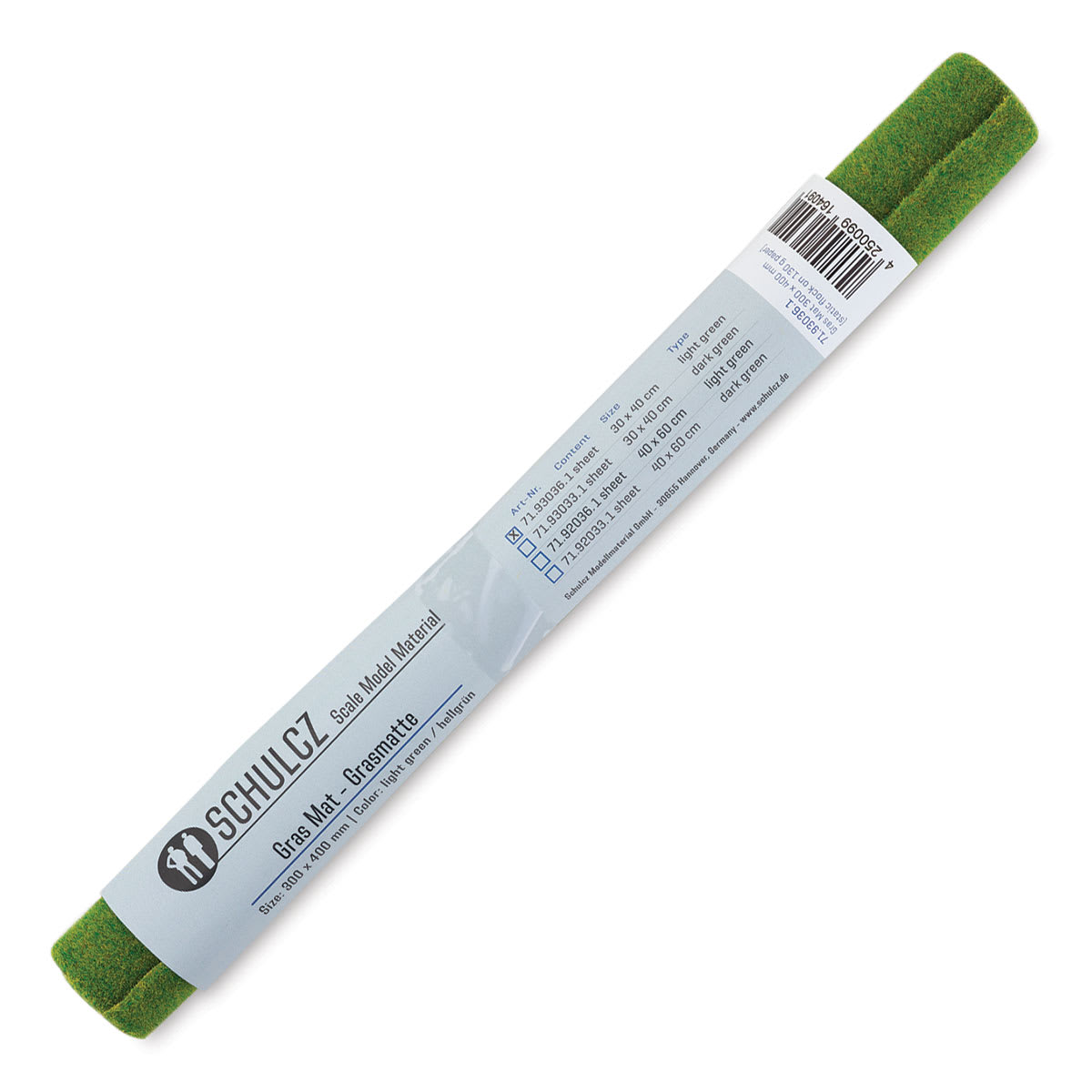 Schulcz Scale Model Grass Mat - Light Green, 11-3/4" x 15-3/4" (rolled in packaging)