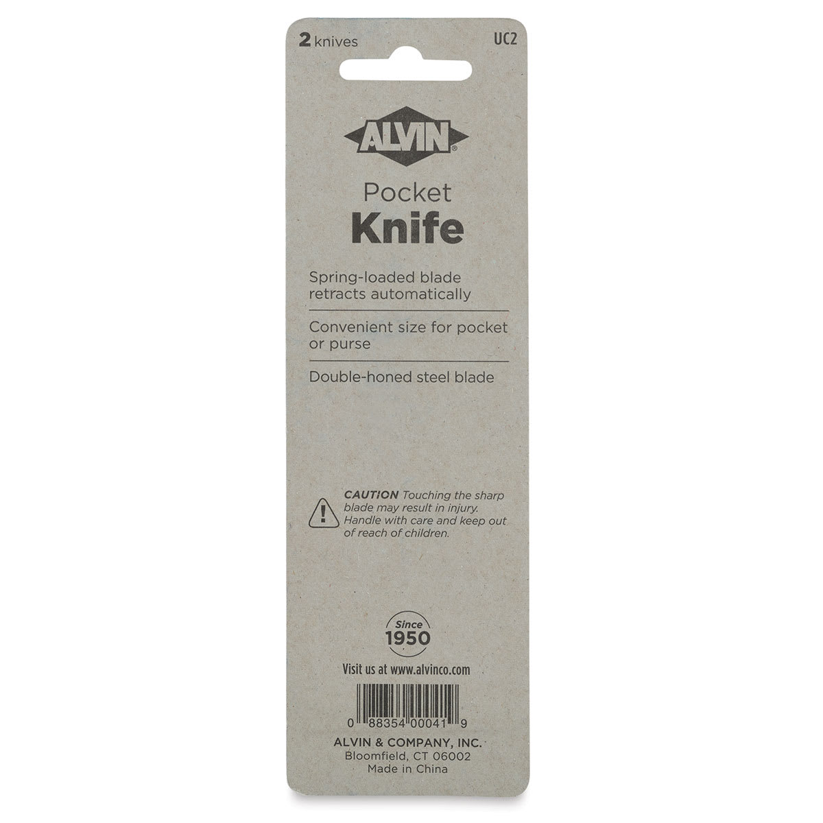 Alvin Pocket Knife, In Package, Back Of Package
