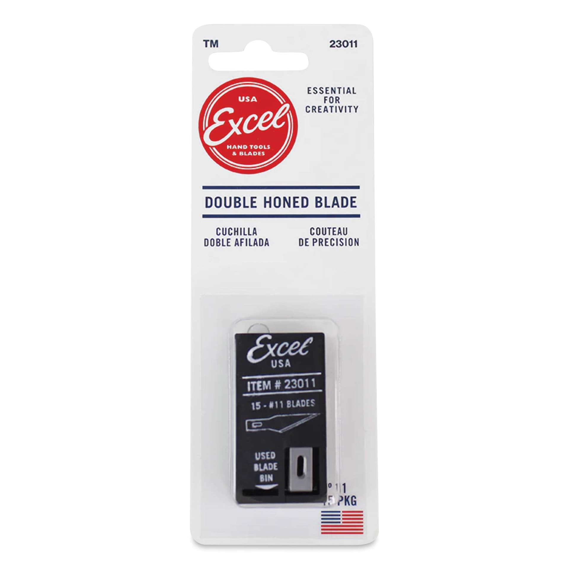 Excel Blades Hobby Blades - #11, Dispenser, 15 Blades front of packaging