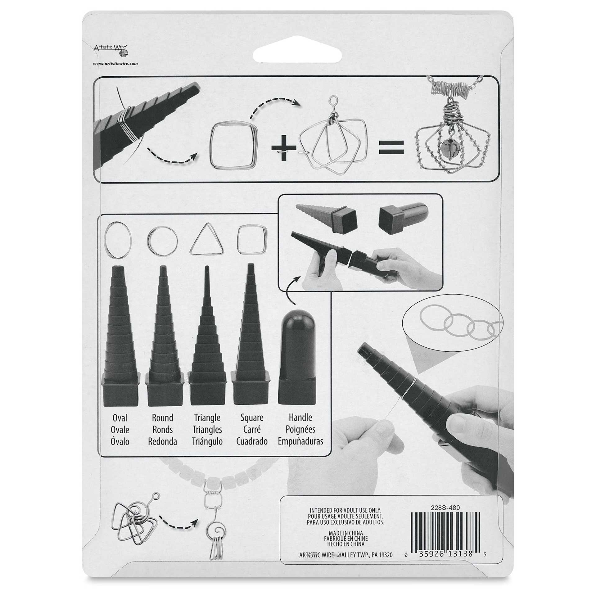 Artistic Wire Plastic Mandrel Set back of packaging