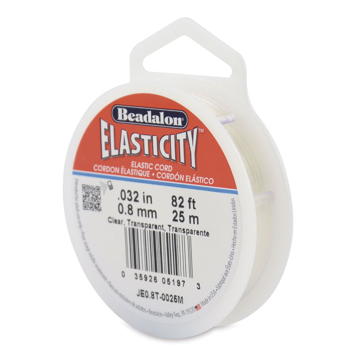 Beadalon Elasticity Cord - 0.8 mm x 82 ft, Clear
