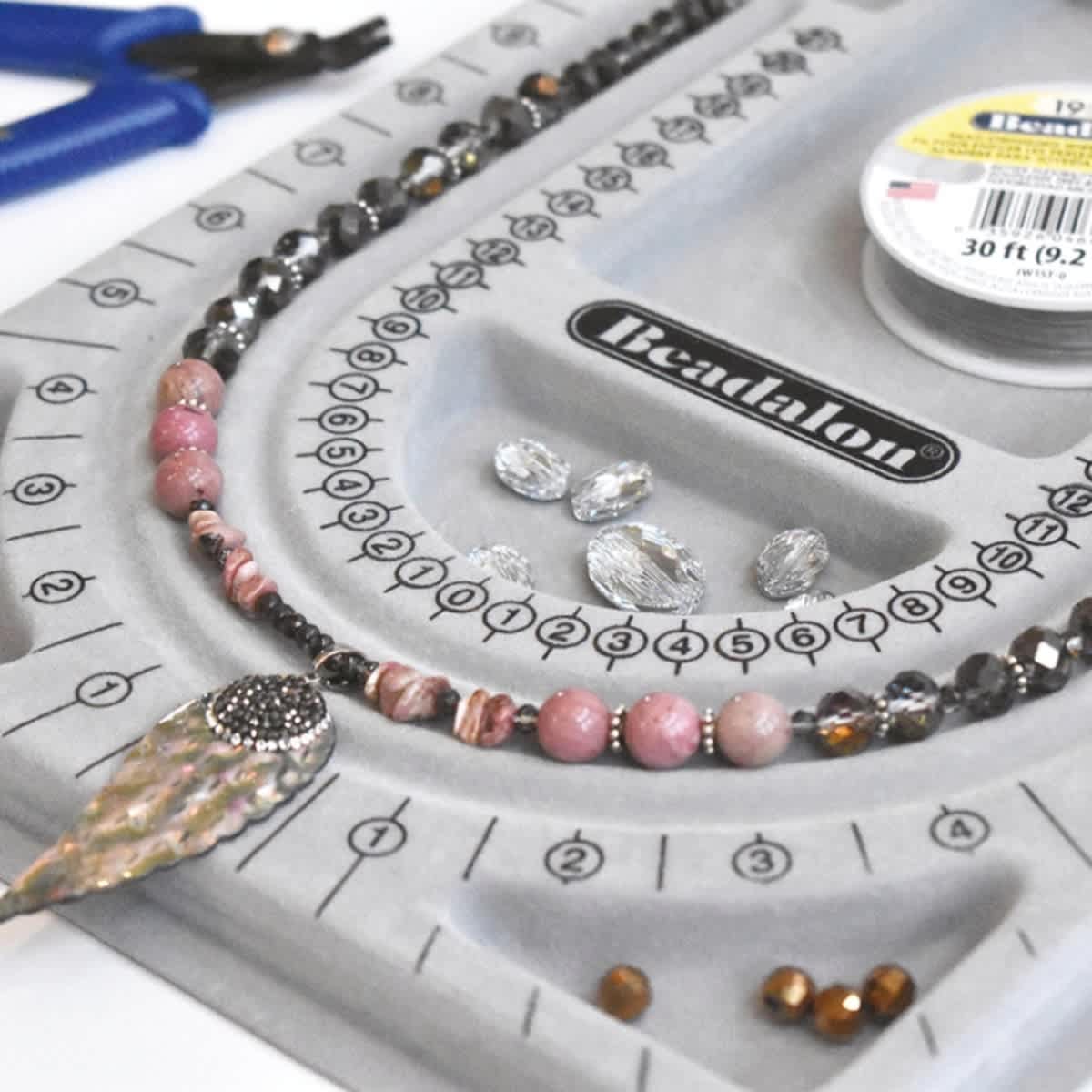 Beadalon Bead Board - Flocked, 34" in use close-up (supplies not included)