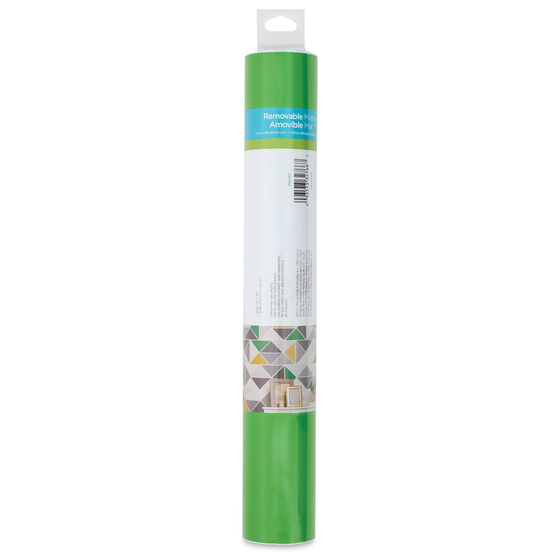 Cricut Removable Premium Vinyl - Bright Green, 12" x 48", back of the packaging