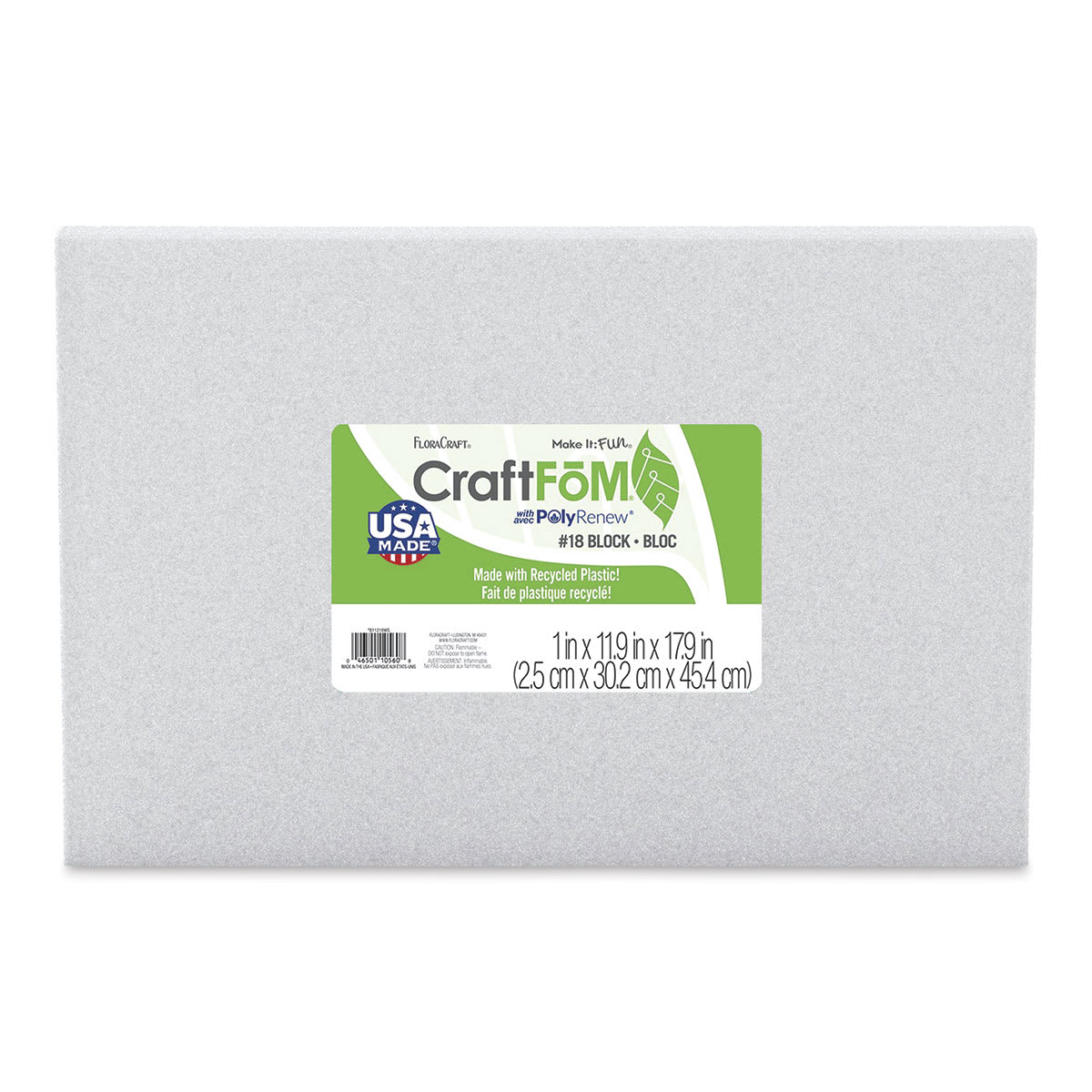 FloraCraft CraftFōM Blocks and Shapes - 1" x 11.9" x 17.9", Block - front of packaging