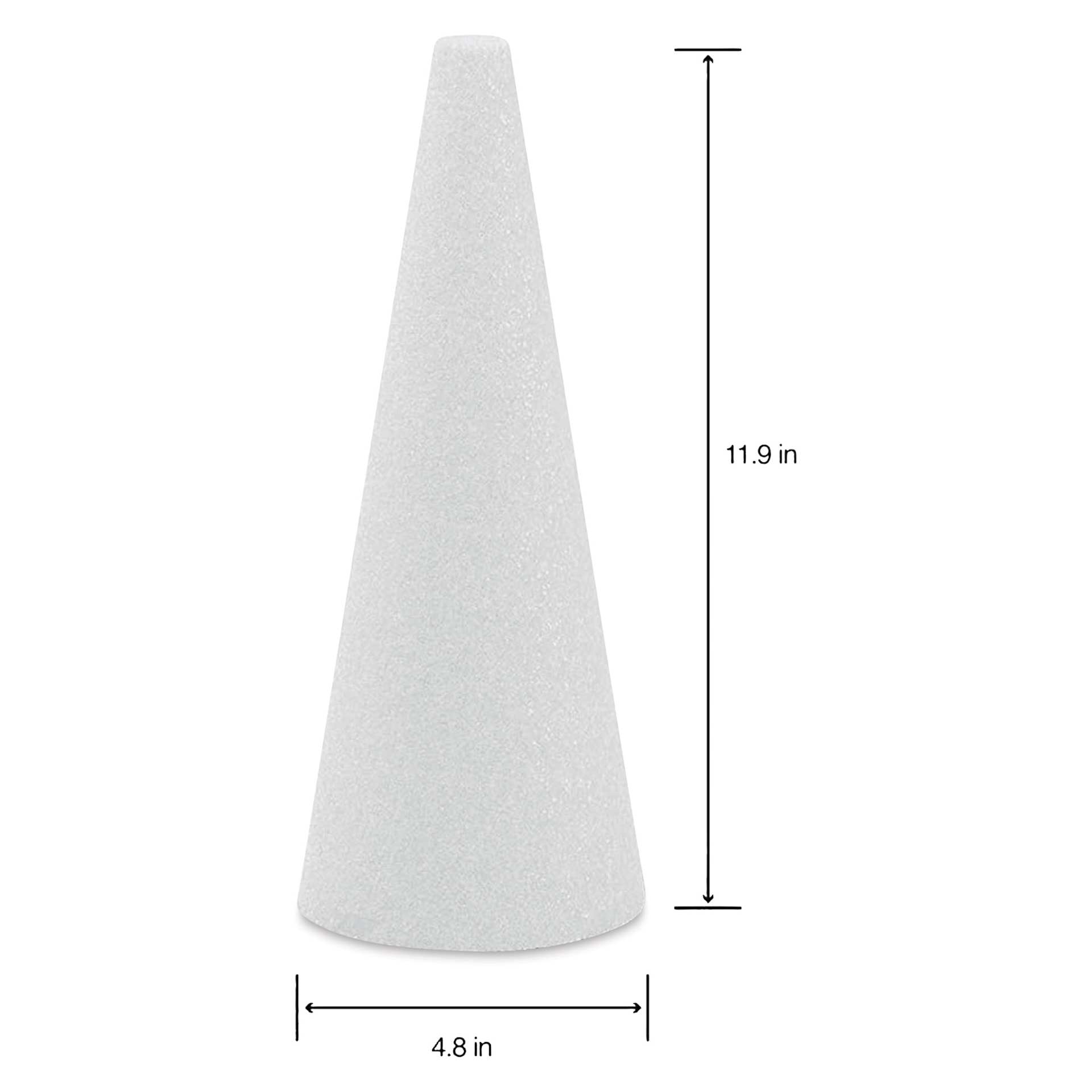 FloraCraft CraftFōM Blocks and Shapes - Cone, 4.8" x 11.9", width and height measurements shown