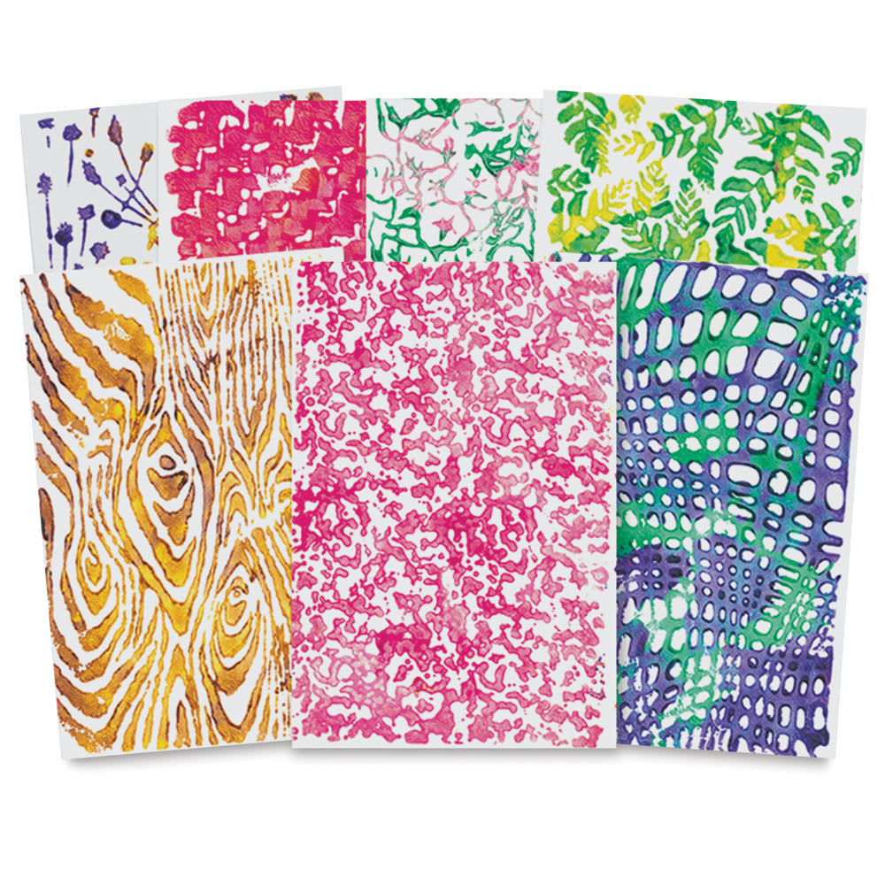 Roylco Rubbing Plates - samples of finished designs with Textures